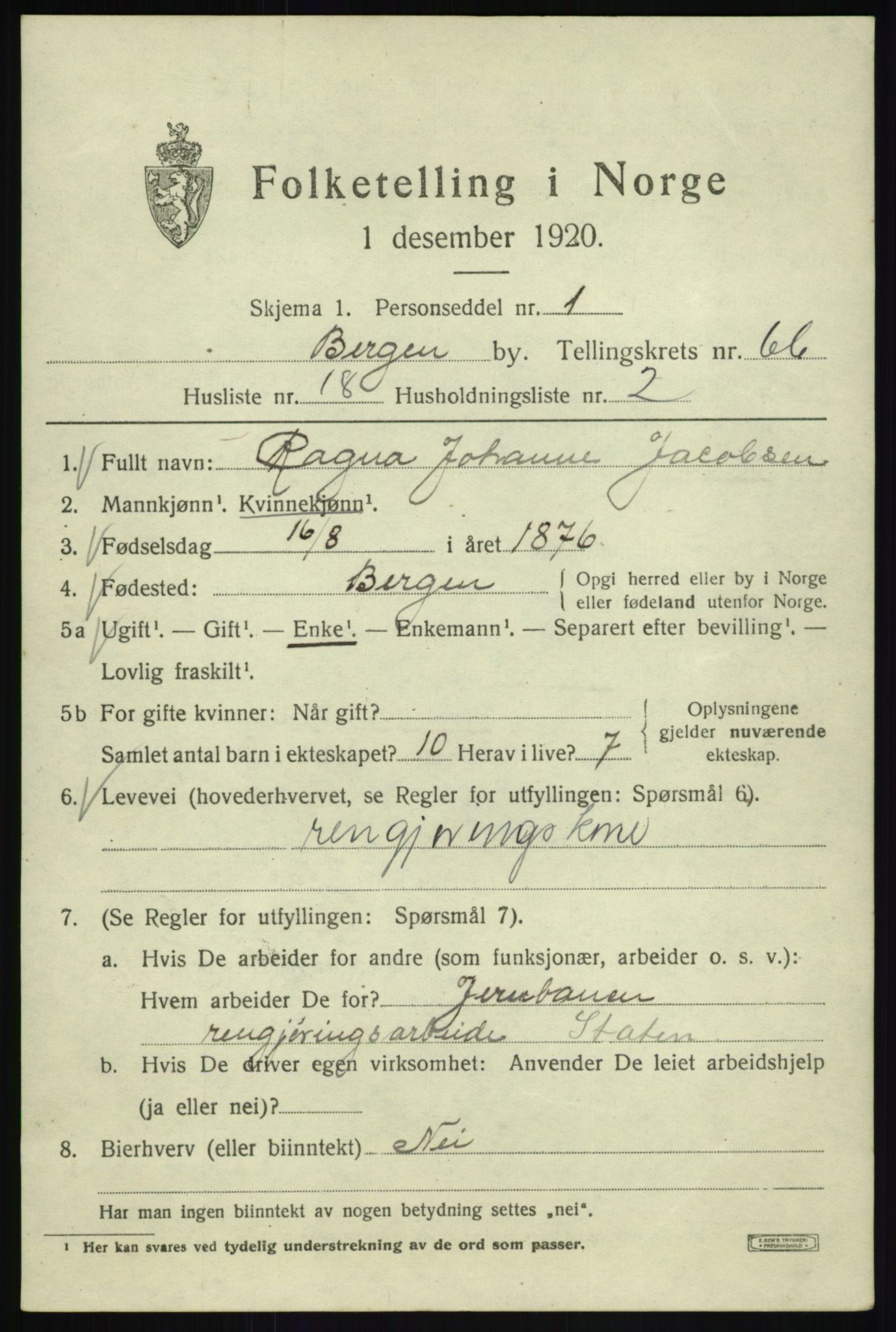 SAB, Folketelling 1920 for 1301 Bergen kjøpstad, 1920, s. 134610