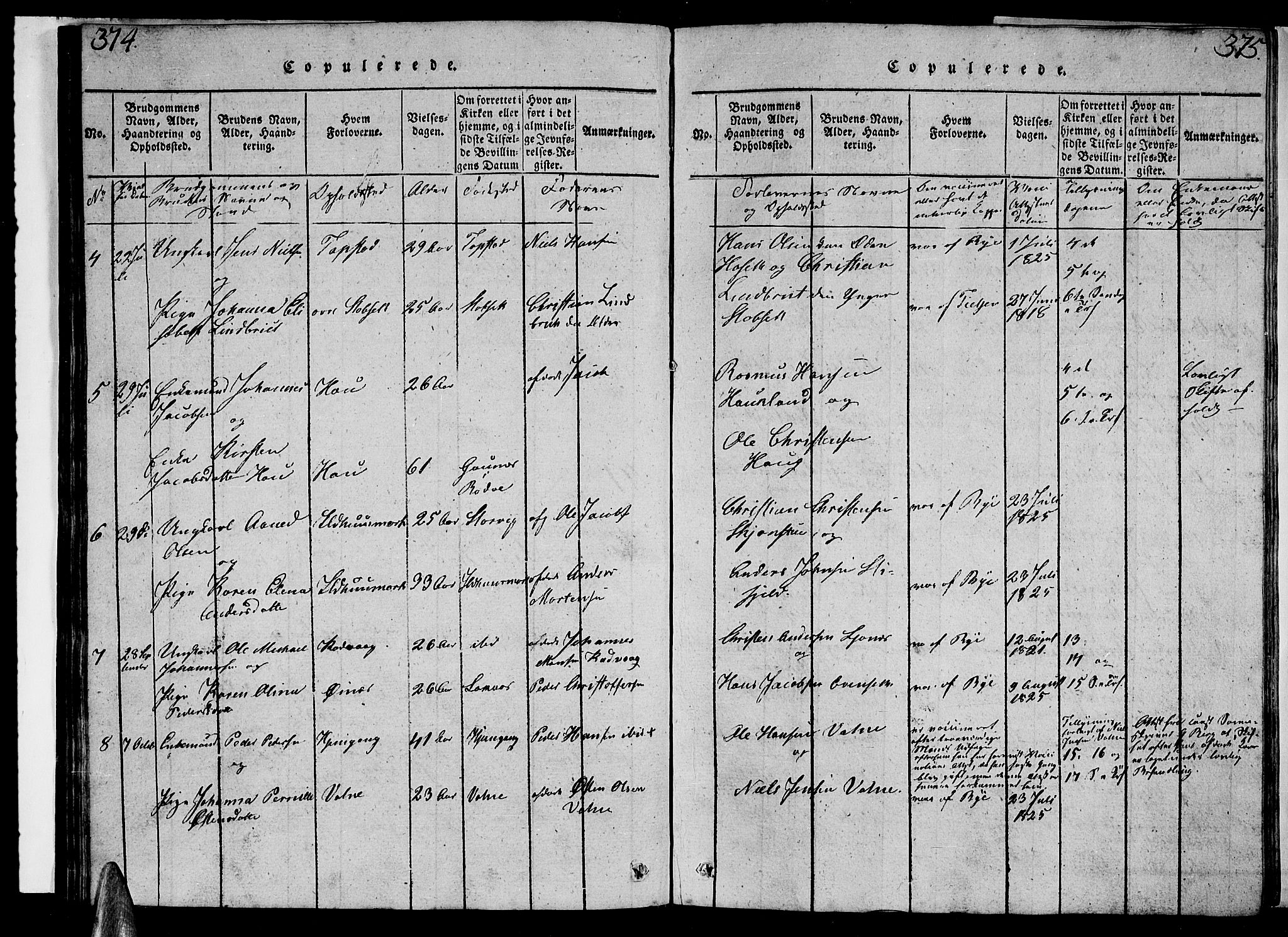 Ministerialprotokoller, klokkerbøker og fødselsregistre - Nordland, AV/SAT-A-1459/852/L0752: Klokkerbok nr. 852C03, 1840-1855, s. 374-375