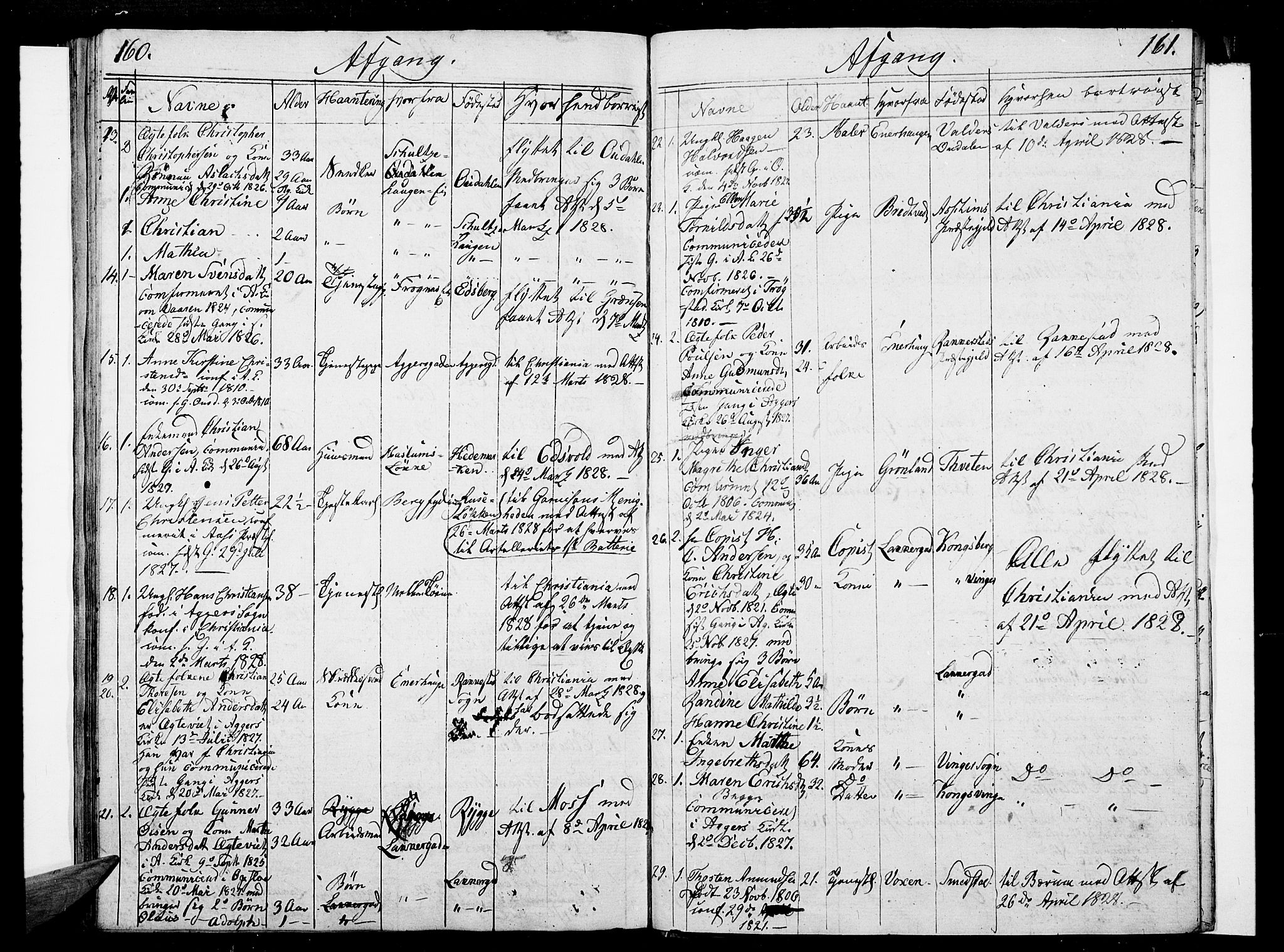 Aker prestekontor kirkebøker, AV/SAO-A-10861/F/L0014a: Ministerialbok nr. 14A, 1820-1833, s. 160-161