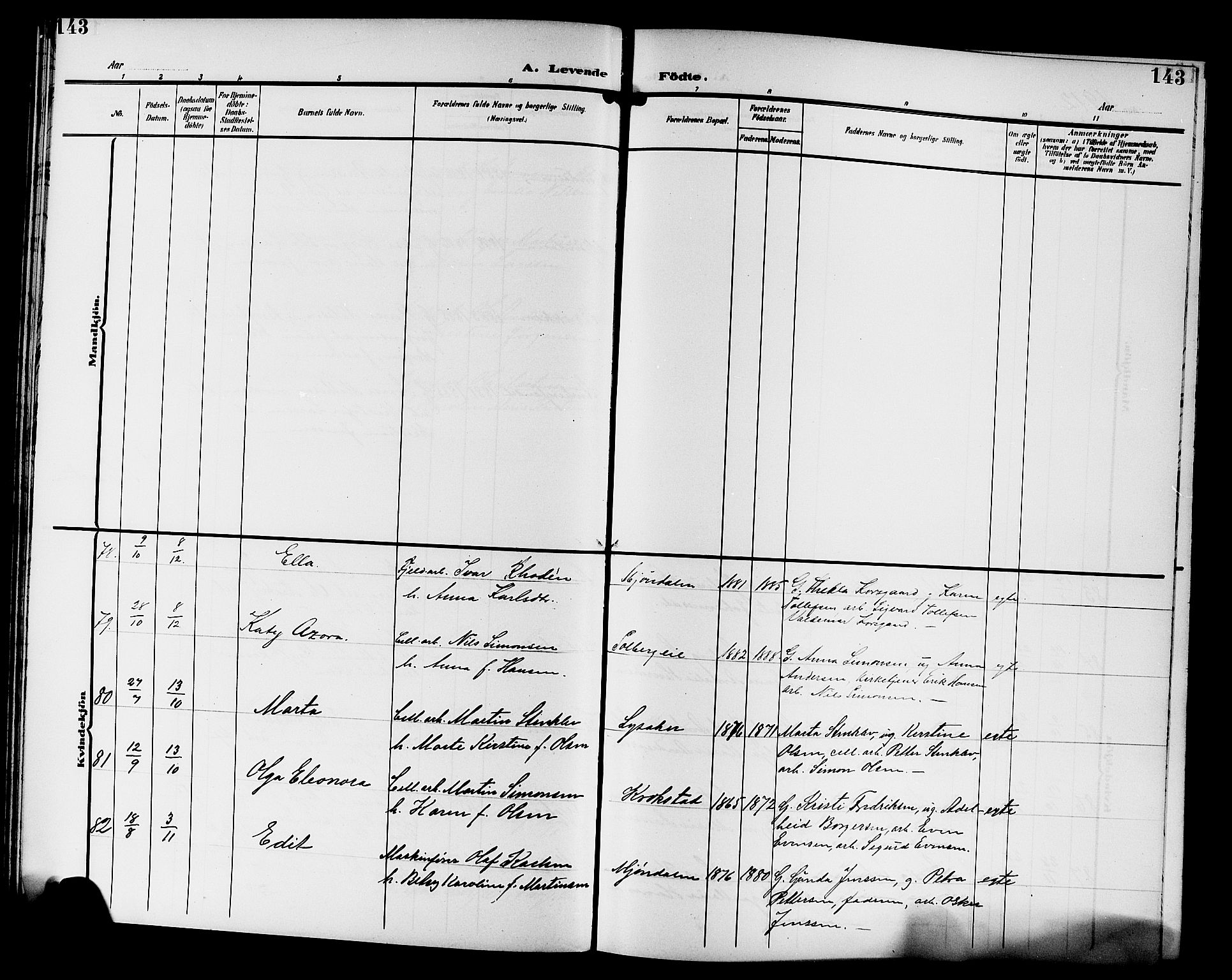 Nedre Eiker kirkebøker, AV/SAKO-A-612/G/Ga/L0004: Klokkerbok nr. 4, 1905-1912, s. 143