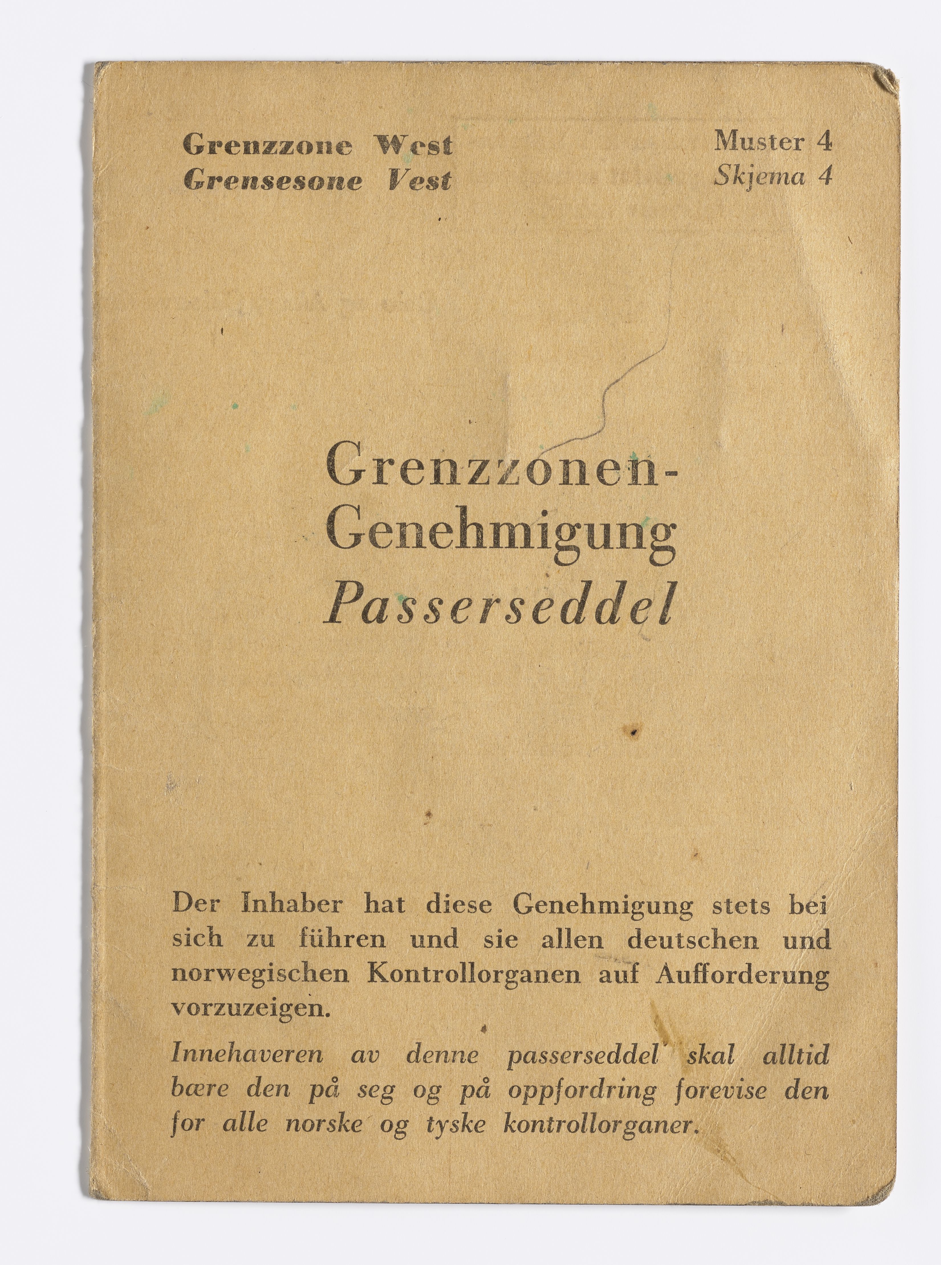 Thomas Bolstad Natvig, AFM/GRI-1019/D/Da/L0001/0002: Dokumenter / Passerseddel, 1941