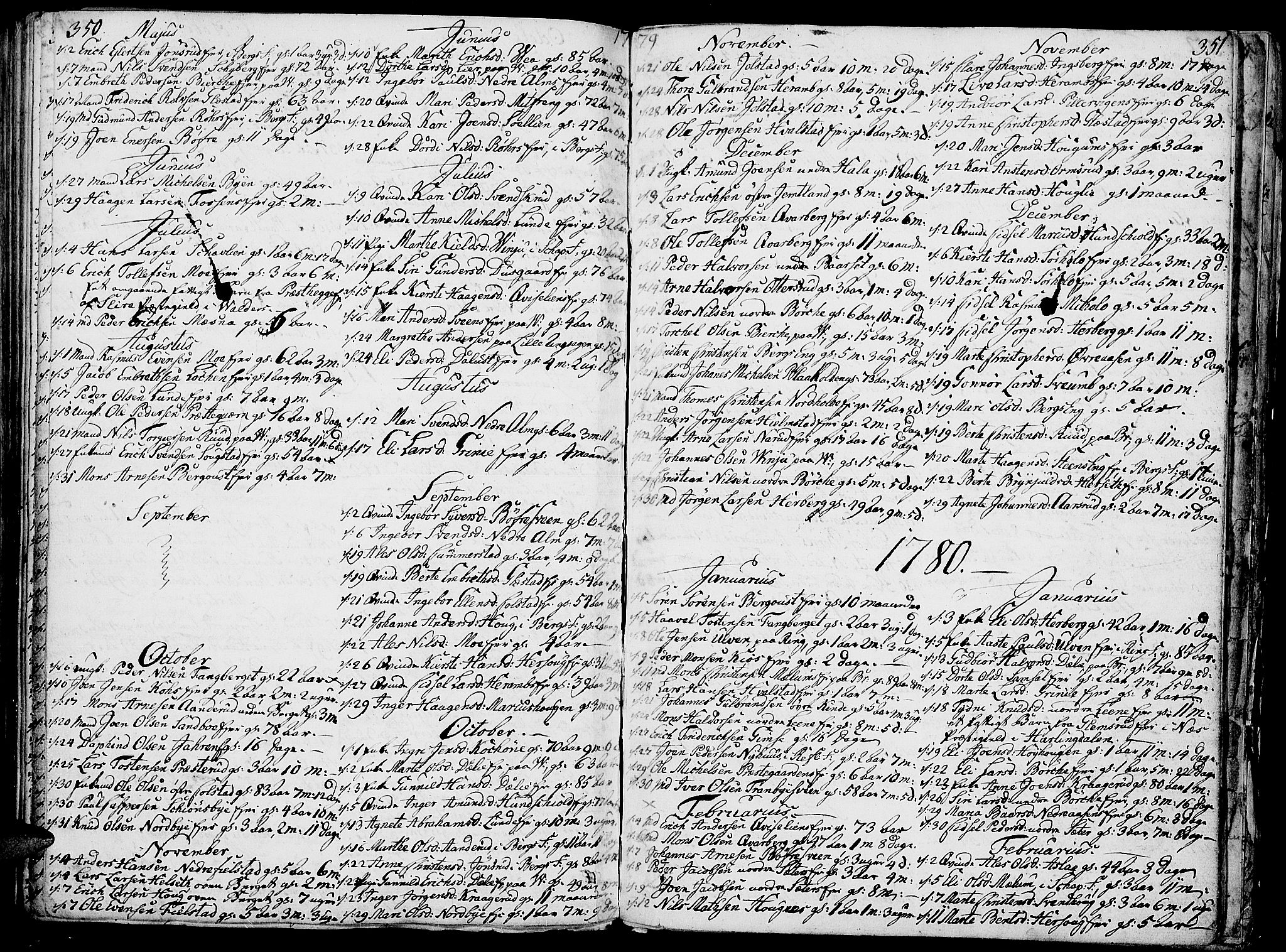 Ringsaker prestekontor, AV/SAH-PREST-014/K/Ka/L0003: Ministerialbok nr. 3, 1775-1798, s. 350-351