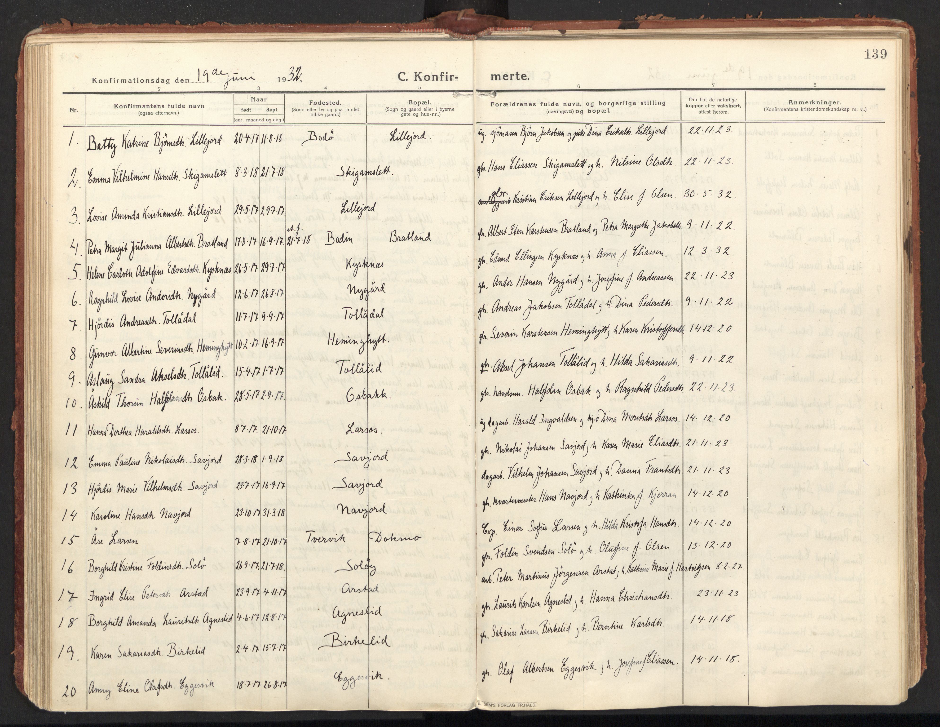 Ministerialprotokoller, klokkerbøker og fødselsregistre - Nordland, SAT/A-1459/846/L0650: Ministerialbok nr. 846A08, 1916-1935, s. 139