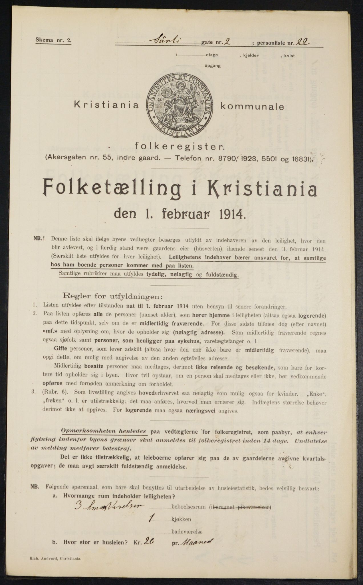 OBA, Kommunal folketelling 1.2.1914 for Kristiania, 1914, s. 107118