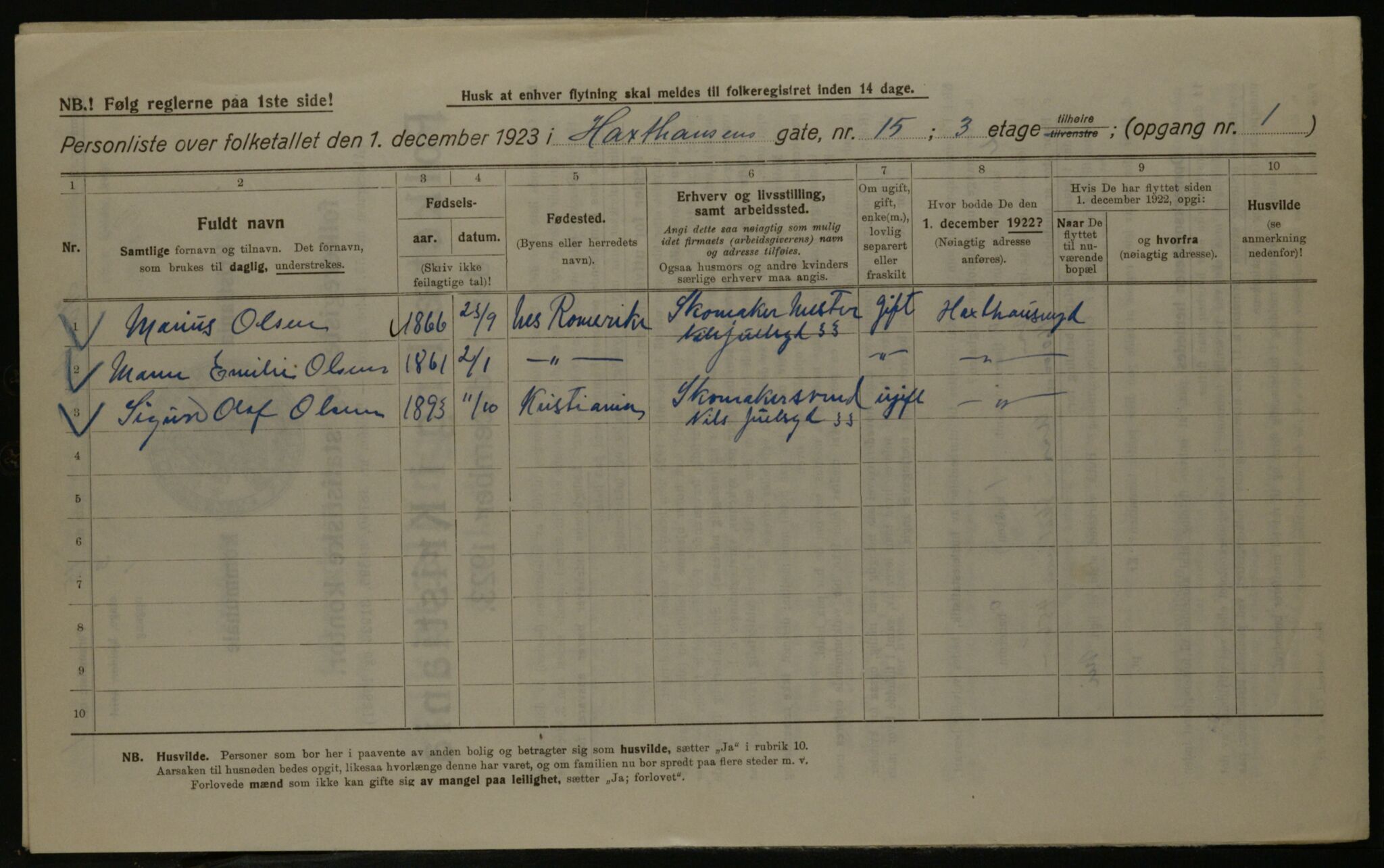 OBA, Kommunal folketelling 1.12.1923 for Kristiania, 1923, s. 39846