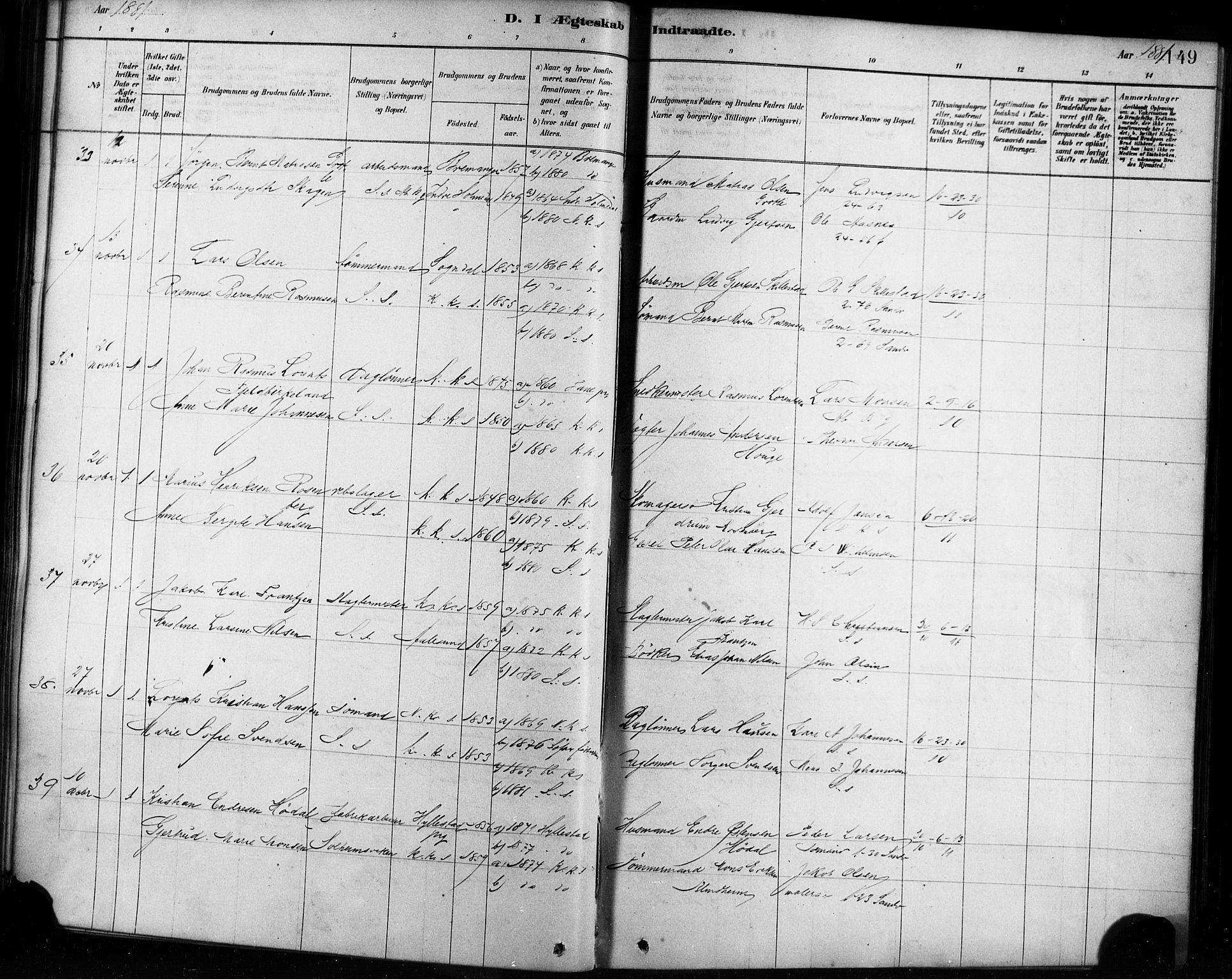 Sandviken Sokneprestembete, AV/SAB-A-77601/H/Ha/L0002: Ministerialbok nr. A 2, 1878-1896, s. 149