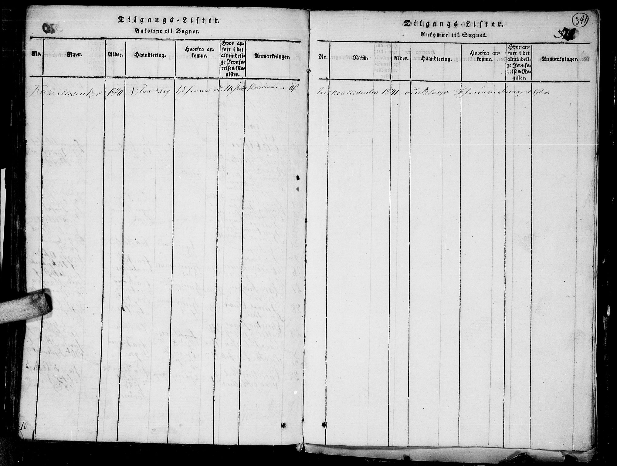 Aurskog prestekontor Kirkebøker, SAO/A-10304a/G/Ga/L0001: Klokkerbok nr. I 1, 1814-1829, s. 341