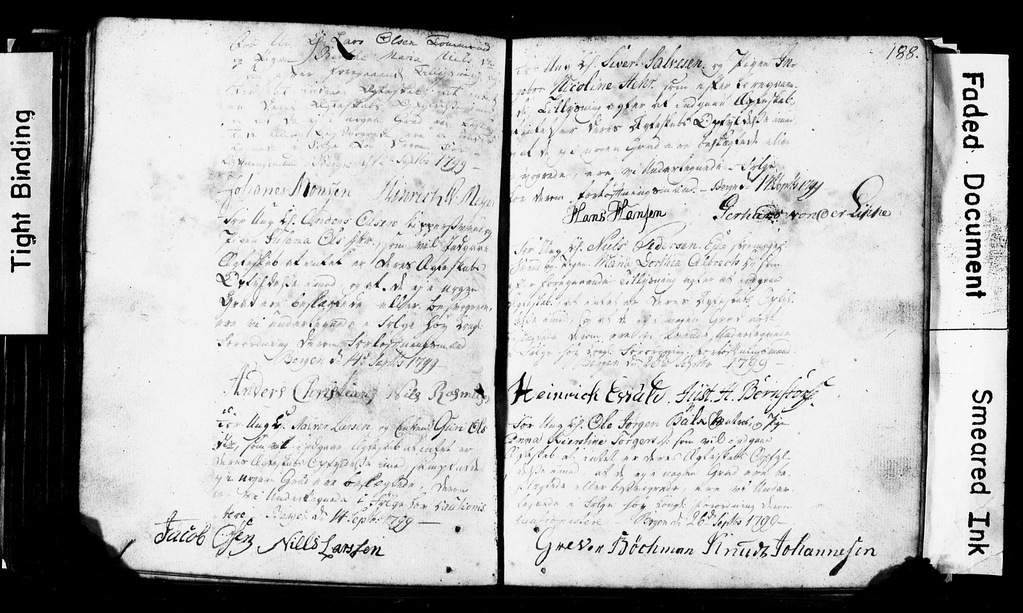 Korskirken sokneprestembete, SAB/A-76101: Forlovererklæringer nr. II.5.1, 1776-1816, s. 188