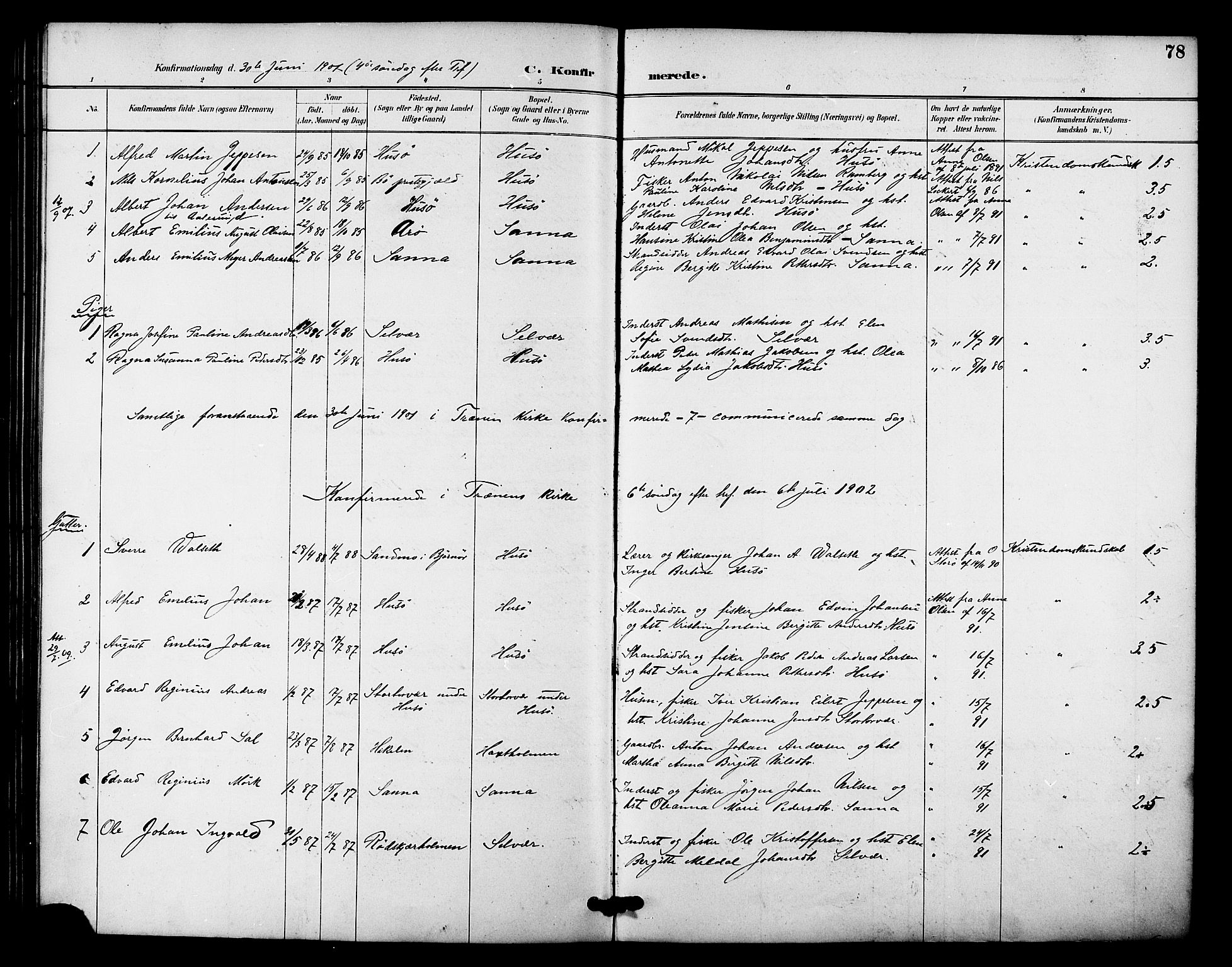 Ministerialprotokoller, klokkerbøker og fødselsregistre - Nordland, AV/SAT-A-1459/840/L0580: Ministerialbok nr. 840A02, 1887-1909, s. 78