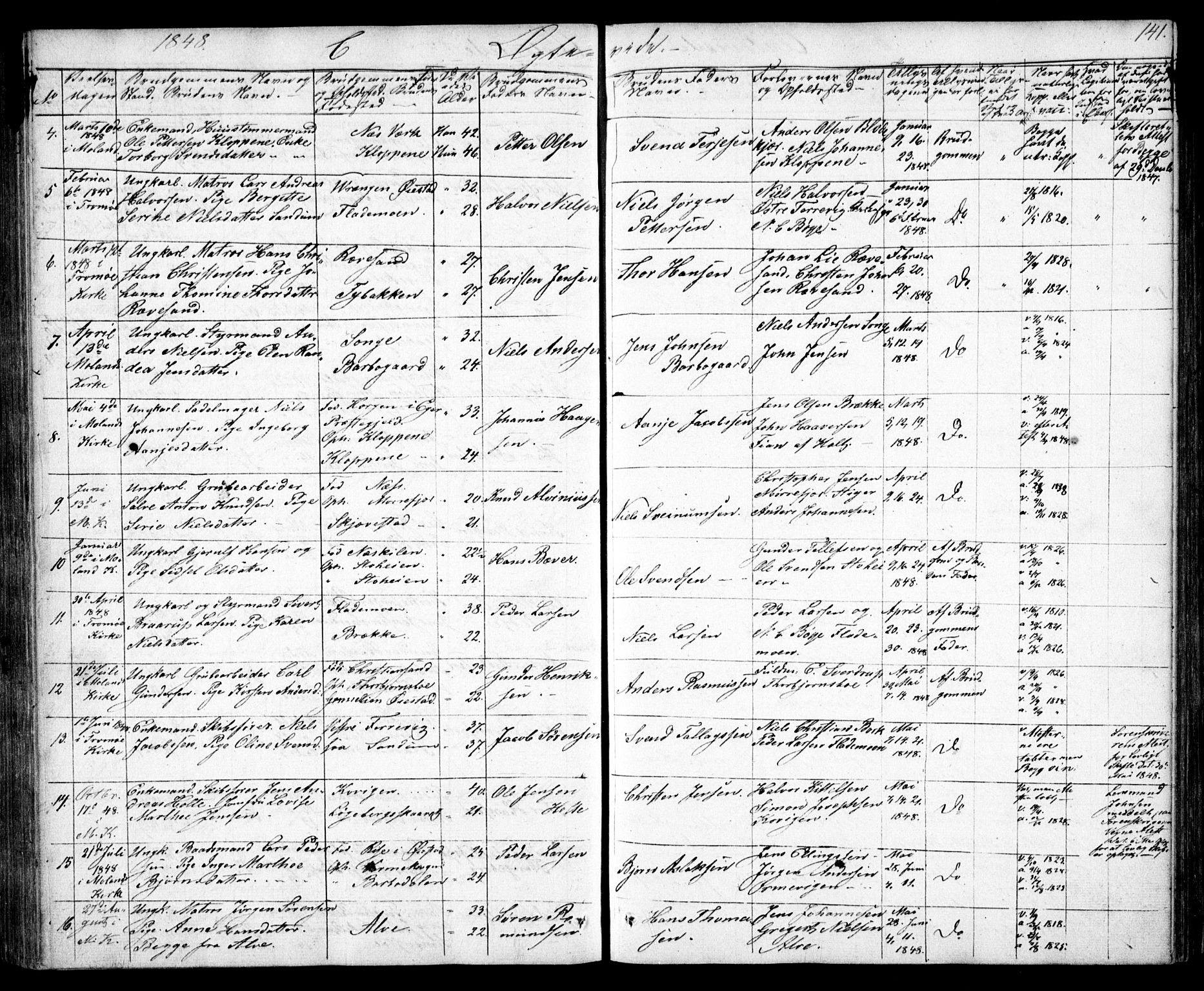 Tromøy sokneprestkontor, AV/SAK-1111-0041/F/Fb/L0001: Klokkerbok nr. B 1, 1843-1850, s. 142