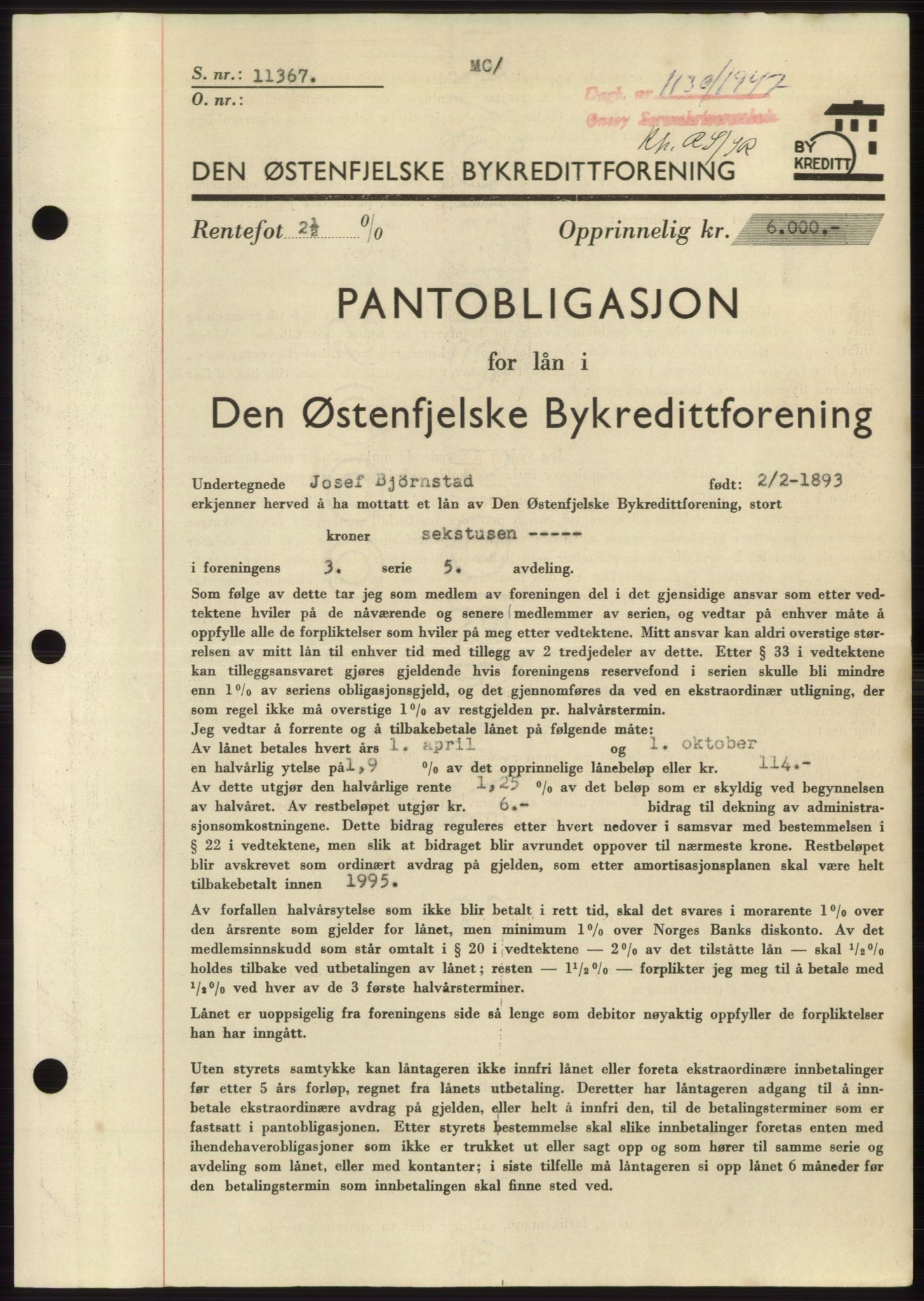 Onsøy sorenskriveri, SAO/A-10474/G/Ga/Gac/L0006: Pantebok nr. B 12-6, 1947-1948, Dagboknr: 1130/1947