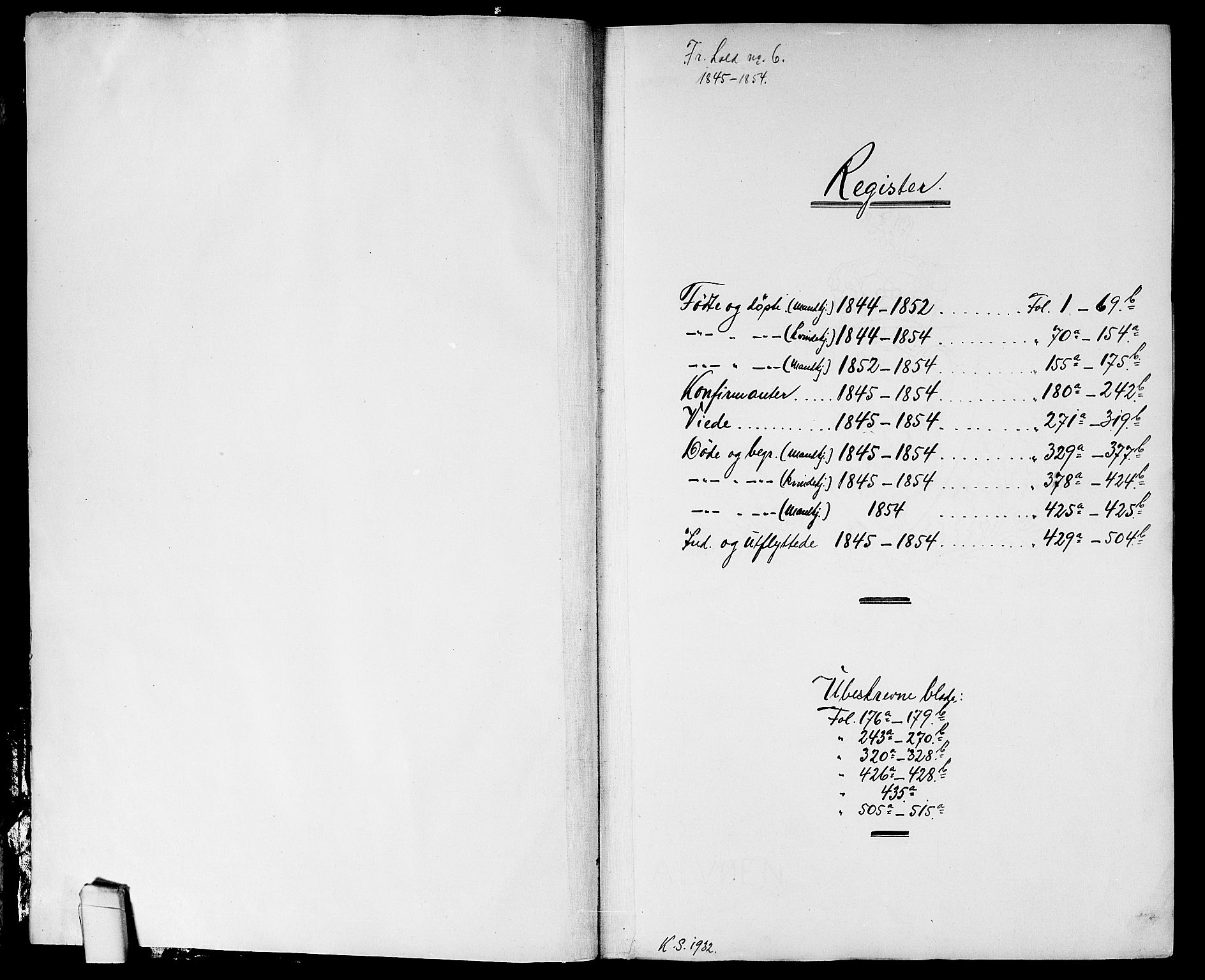 Halden prestekontor Kirkebøker, SAO/A-10909/G/Ga/L0004: Klokkerbok nr. 4, 1845-1854
