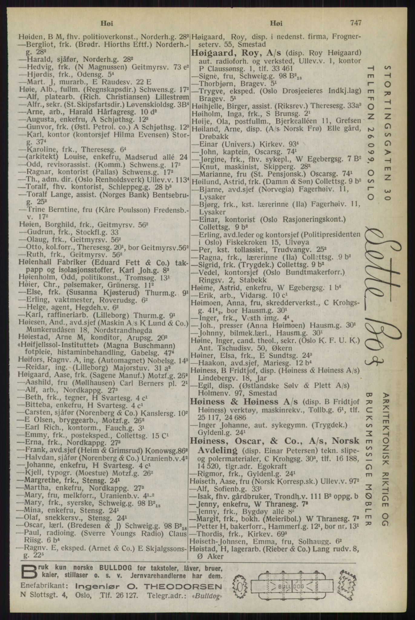 Kristiania/Oslo adressebok, PUBL/-, 1944, s. 747