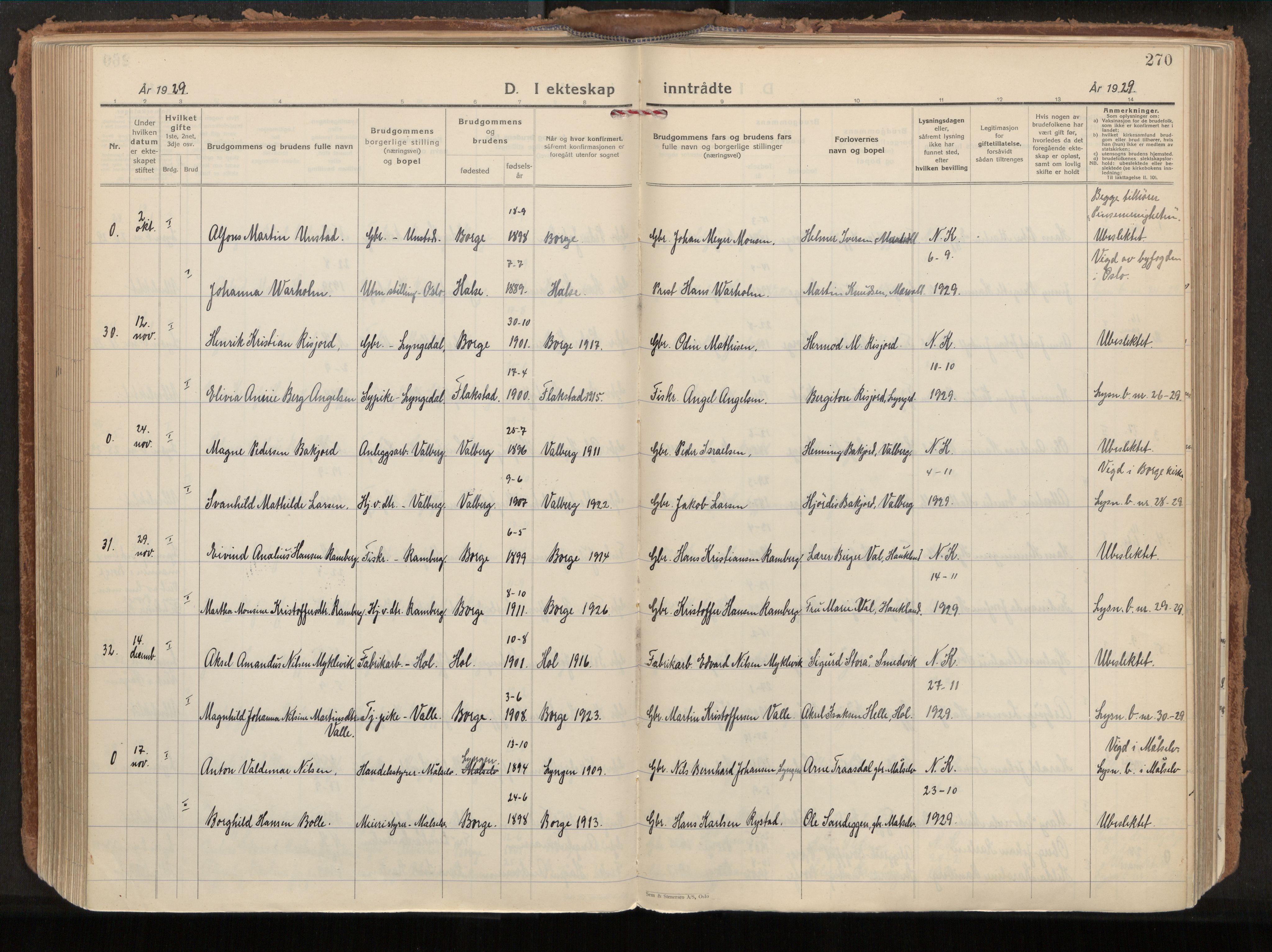 Ministerialprotokoller, klokkerbøker og fødselsregistre - Nordland, AV/SAT-A-1459/880/L1137: Ministerialbok nr. 880A11, 1927-1944, s. 270