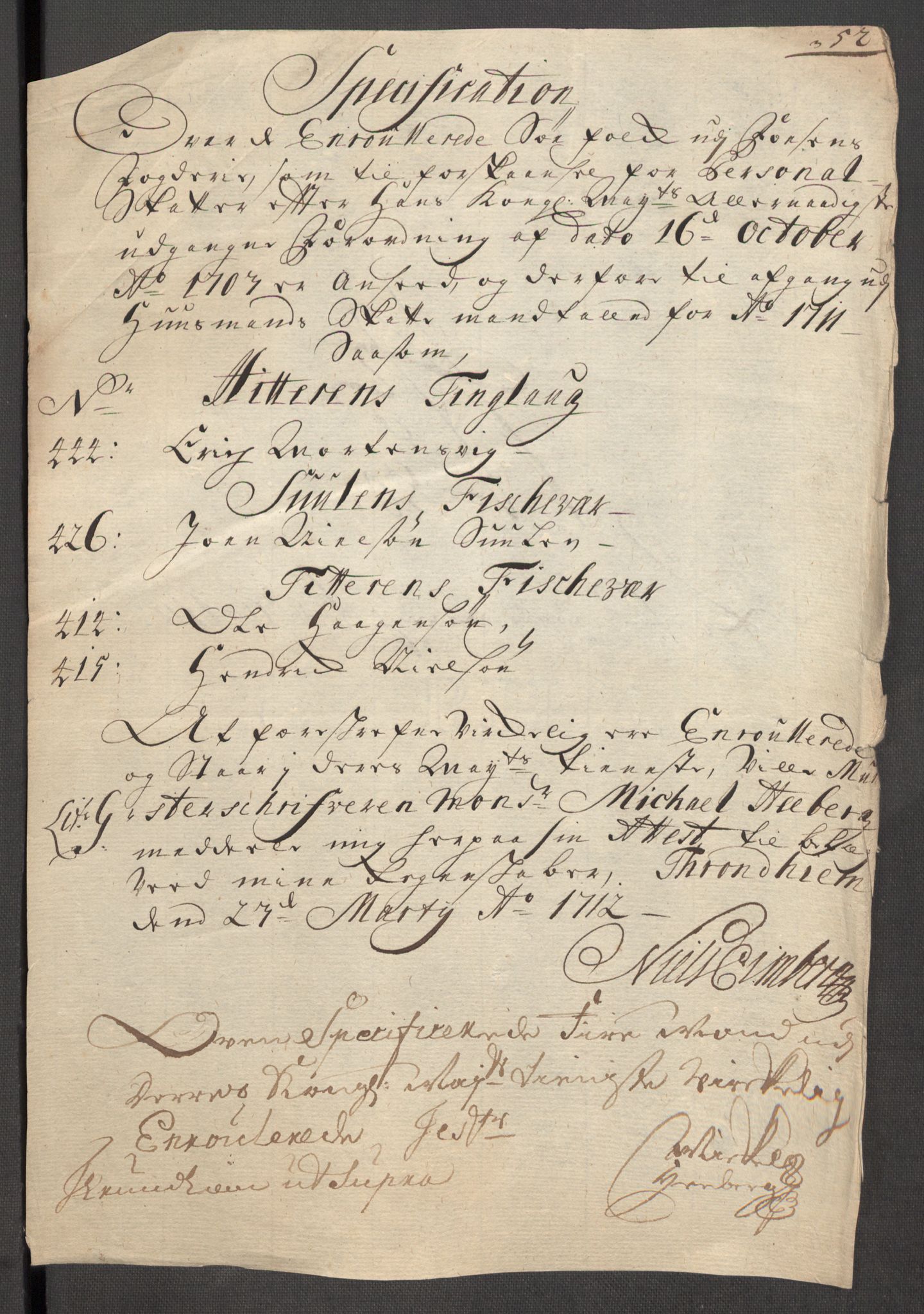 Rentekammeret inntil 1814, Reviderte regnskaper, Fogderegnskap, RA/EA-4092/R57/L3860: Fogderegnskap Fosen, 1711, s. 220