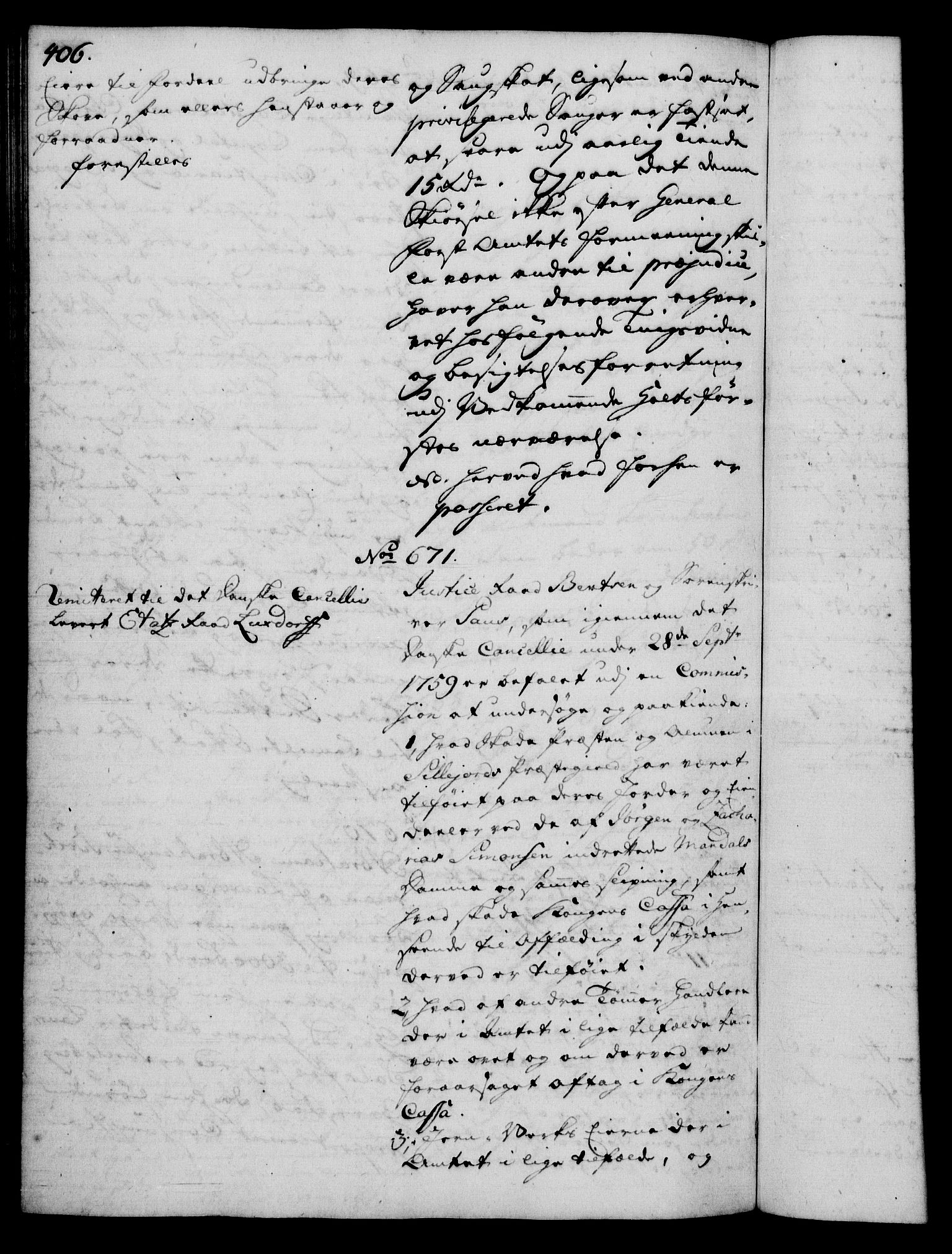 Rentekammeret, Kammerkanselliet, AV/RA-EA-3111/G/Gh/Gha/L0035: Norsk ekstraktmemorialprotokoll (merket RK 53.80), 1759-1771, s. 406