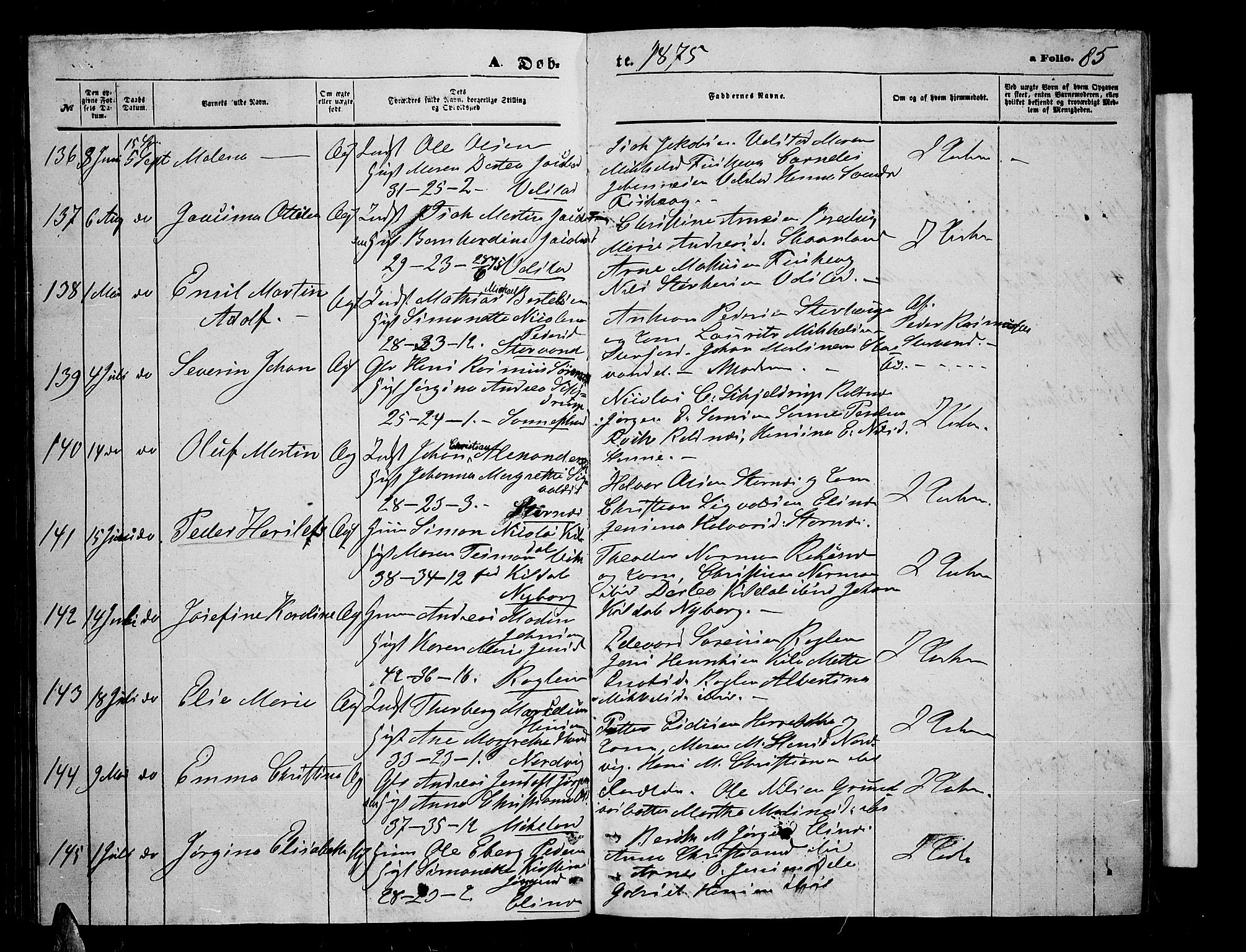 Trondenes sokneprestkontor, AV/SATØ-S-1319/H/Hb/L0009klokker: Klokkerbok nr. 9, 1870-1876, s. 85