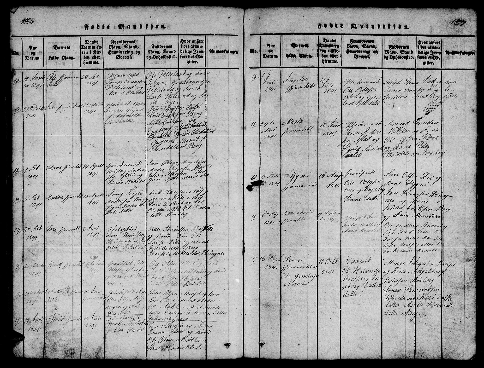 Ministerialprotokoller, klokkerbøker og fødselsregistre - Møre og Romsdal, AV/SAT-A-1454/557/L0683: Klokkerbok nr. 557C01, 1818-1862, s. 136-137