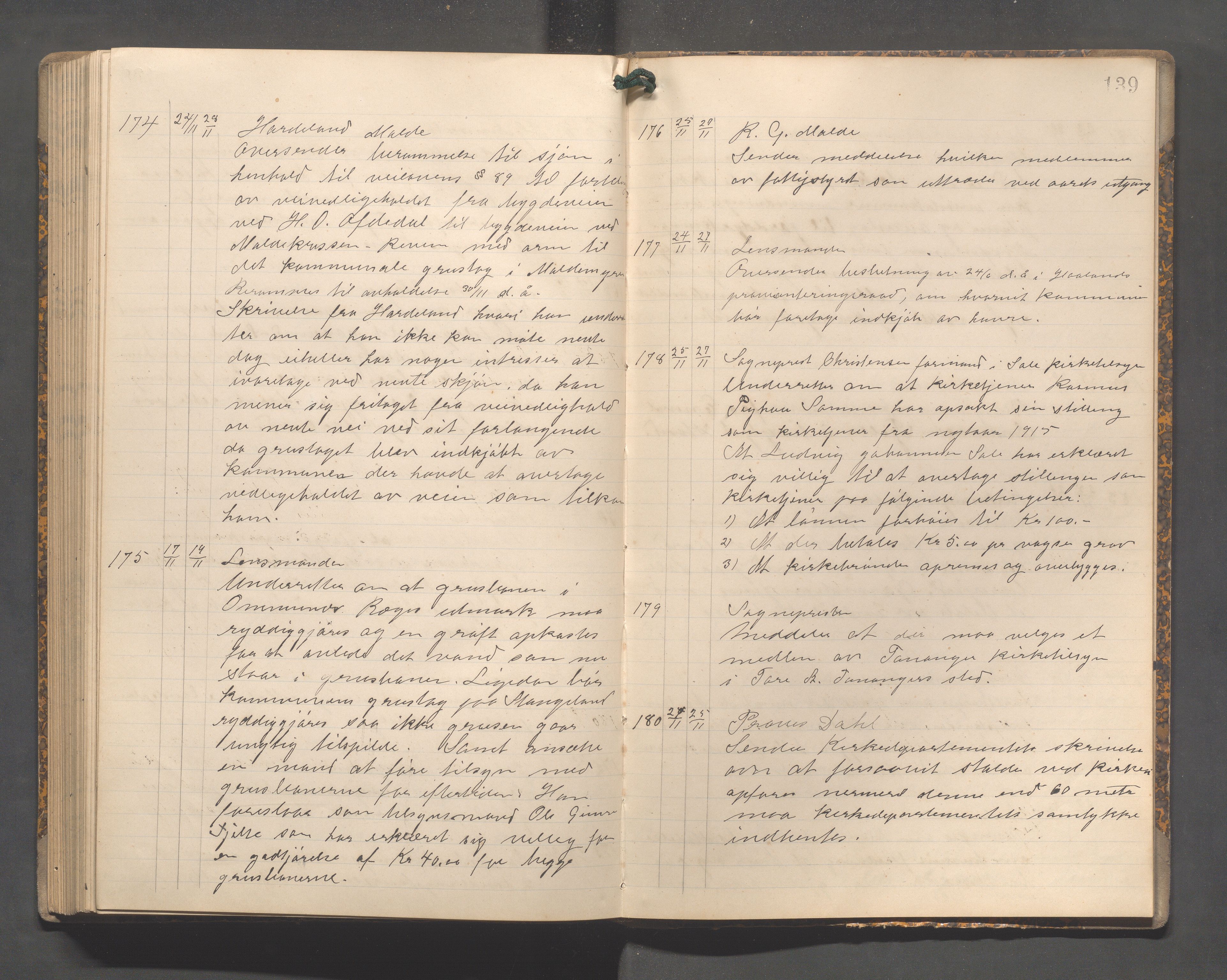 Håland kommune - Formannskapet, IKAR/K-101851/C/L0002: Journal, 1907-1914, s. 139