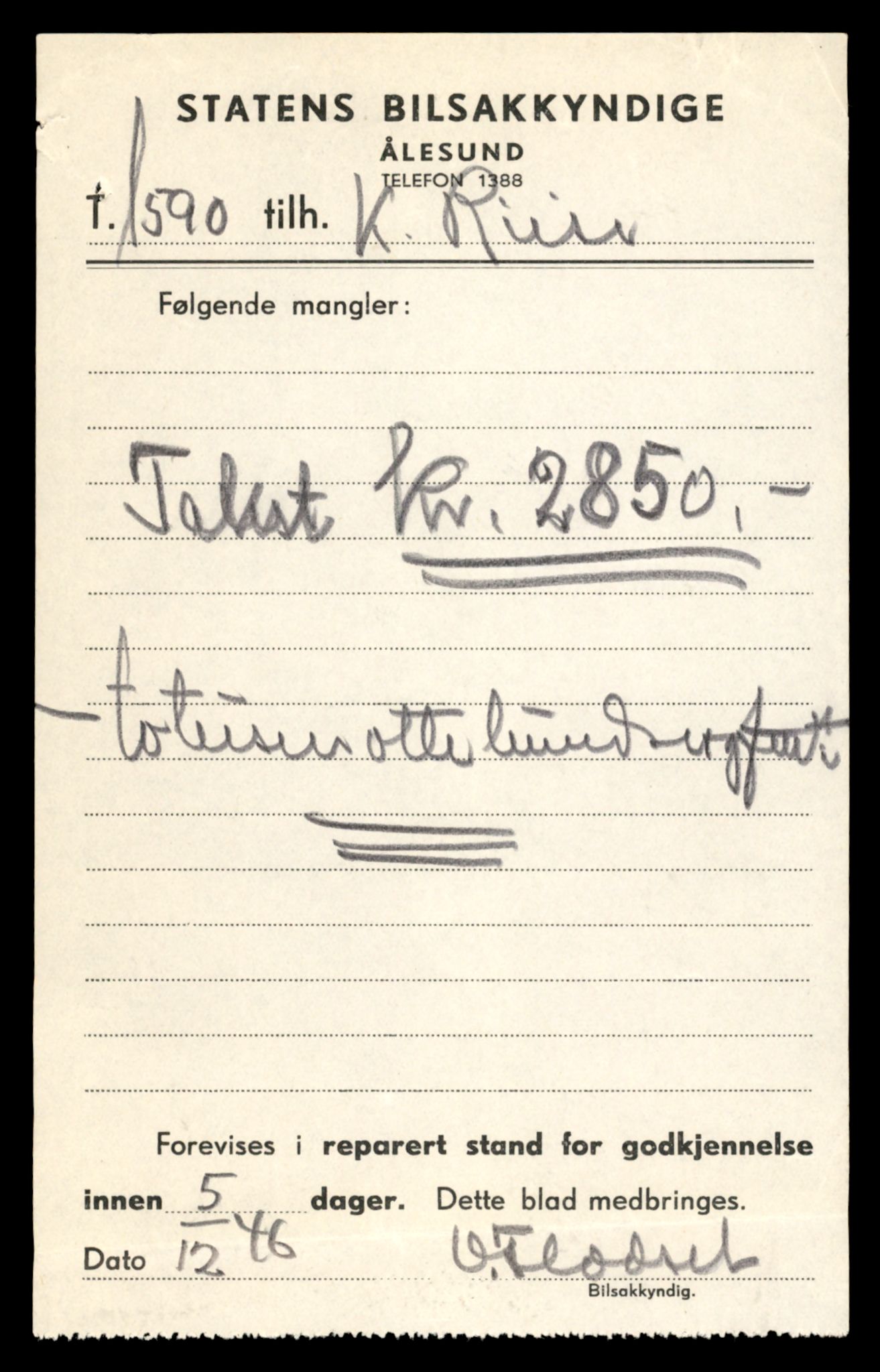 Møre og Romsdal vegkontor - Ålesund trafikkstasjon, SAT/A-4099/F/Fe/L0014: Registreringskort for kjøretøy T 1565 - T 1698, 1927-1998, s. 545