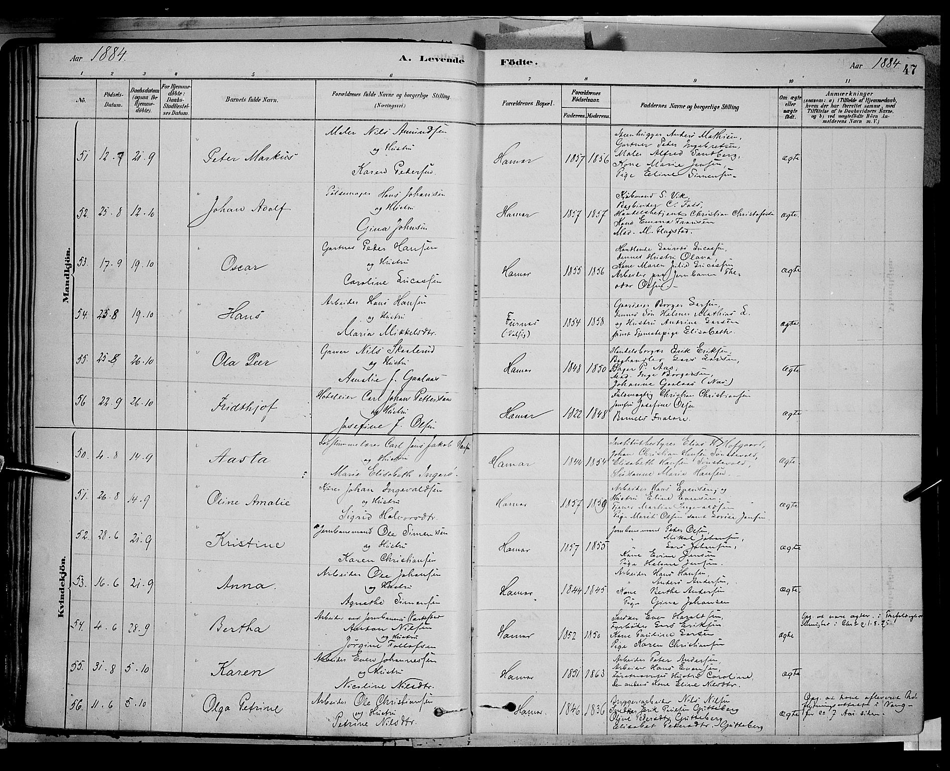 Vang prestekontor, Hedmark, AV/SAH-PREST-008/H/Ha/Haa/L0016: Ministerialbok nr. 16, 1878-1889, s. 47