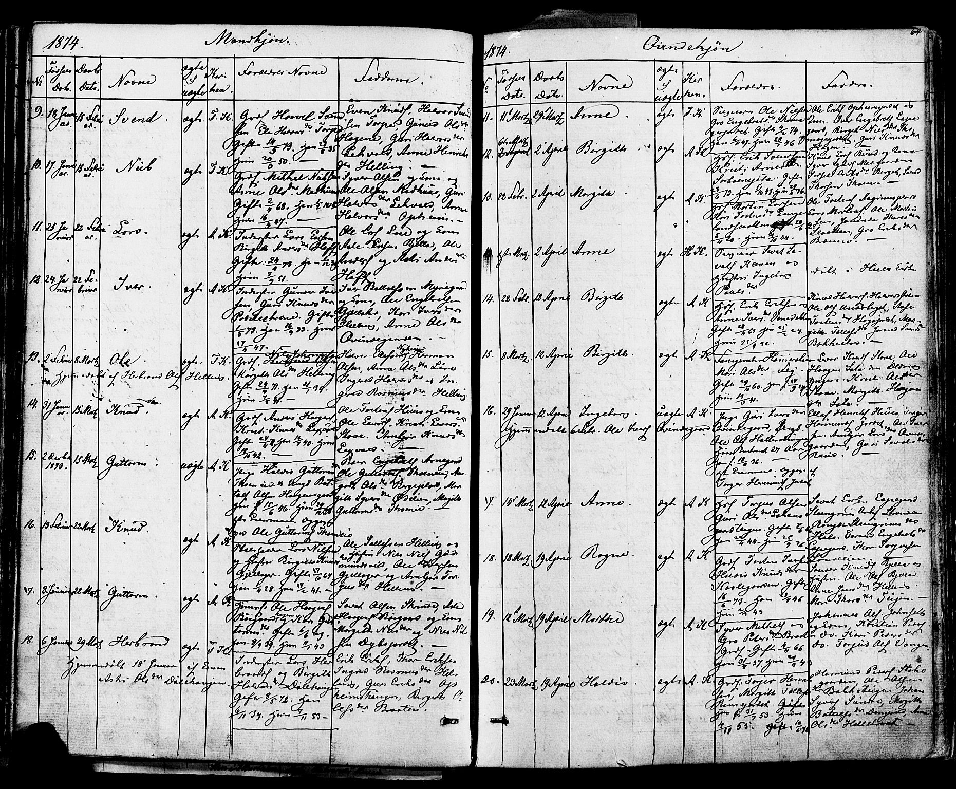 Ål kirkebøker, AV/SAKO-A-249/F/Fa/L0007: Ministerialbok nr. I 7, 1865-1881, s. 64