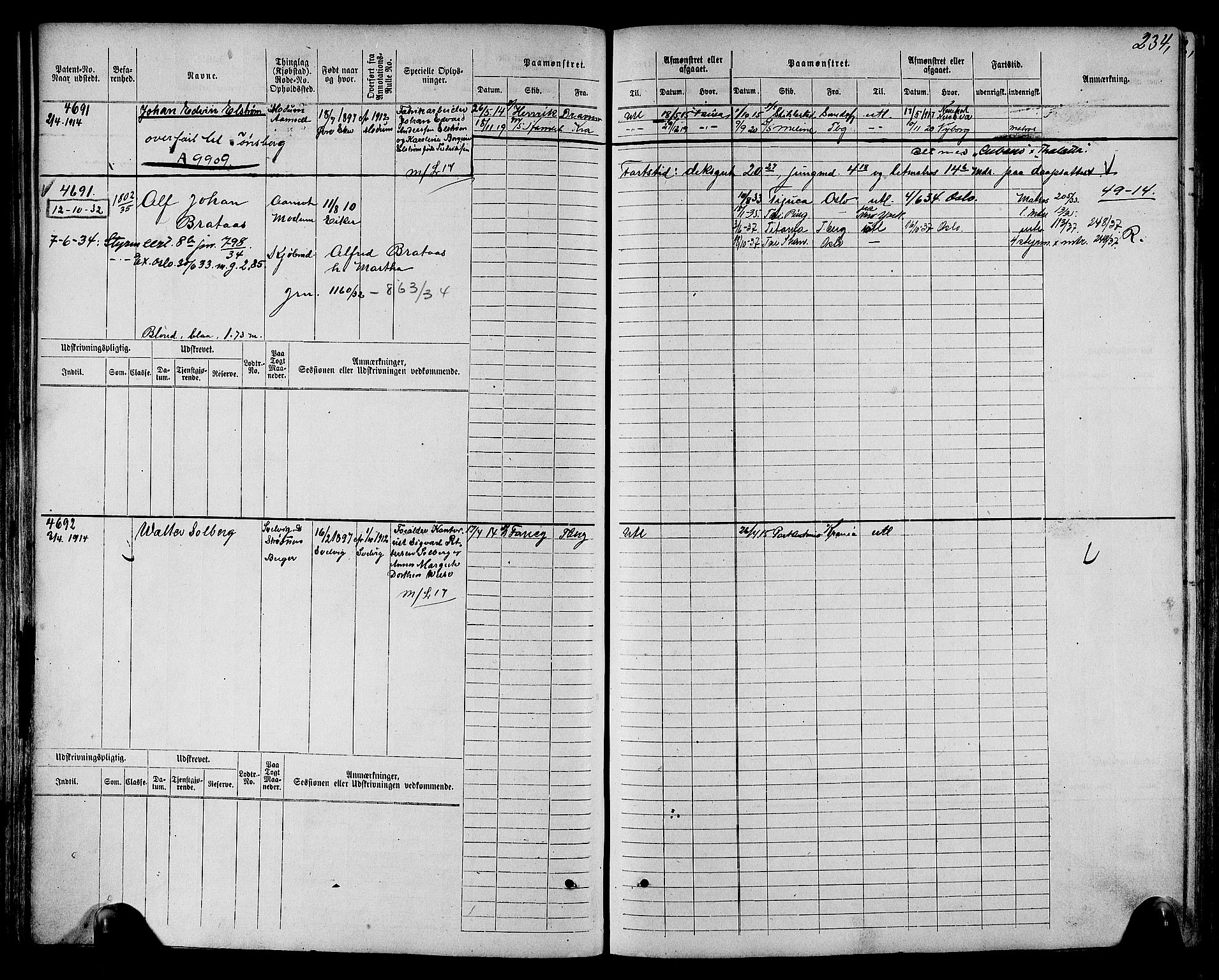 Drammen innrulleringsdistrikt, SAKO/A-781/F/Fc/L0006: Hovedrulle, 1913, s. 85