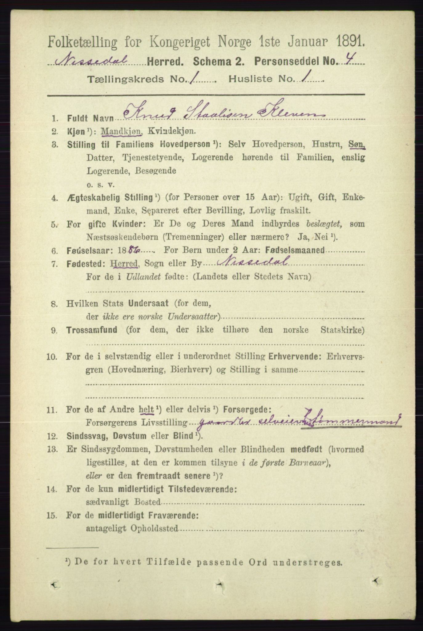 RA, Folketelling 1891 for 0830 Nissedal herred, 1891, s. 66