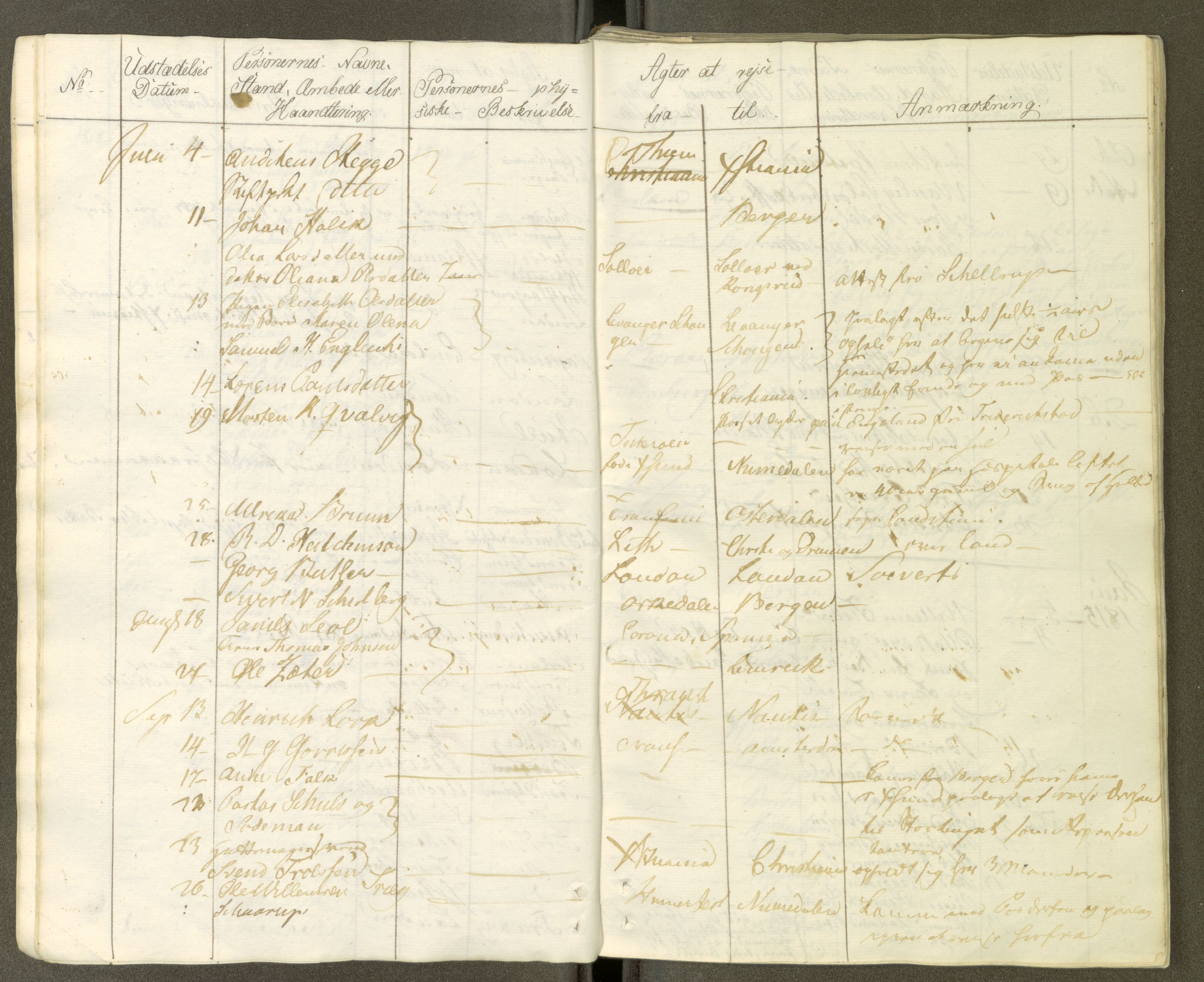 Trondheim politikammer, AV/SAT-A-1887/1/30/L0001: Passprotokoll. Første del:utstedtete pass. Andre del :innleverte/fornyede, 1806-1818