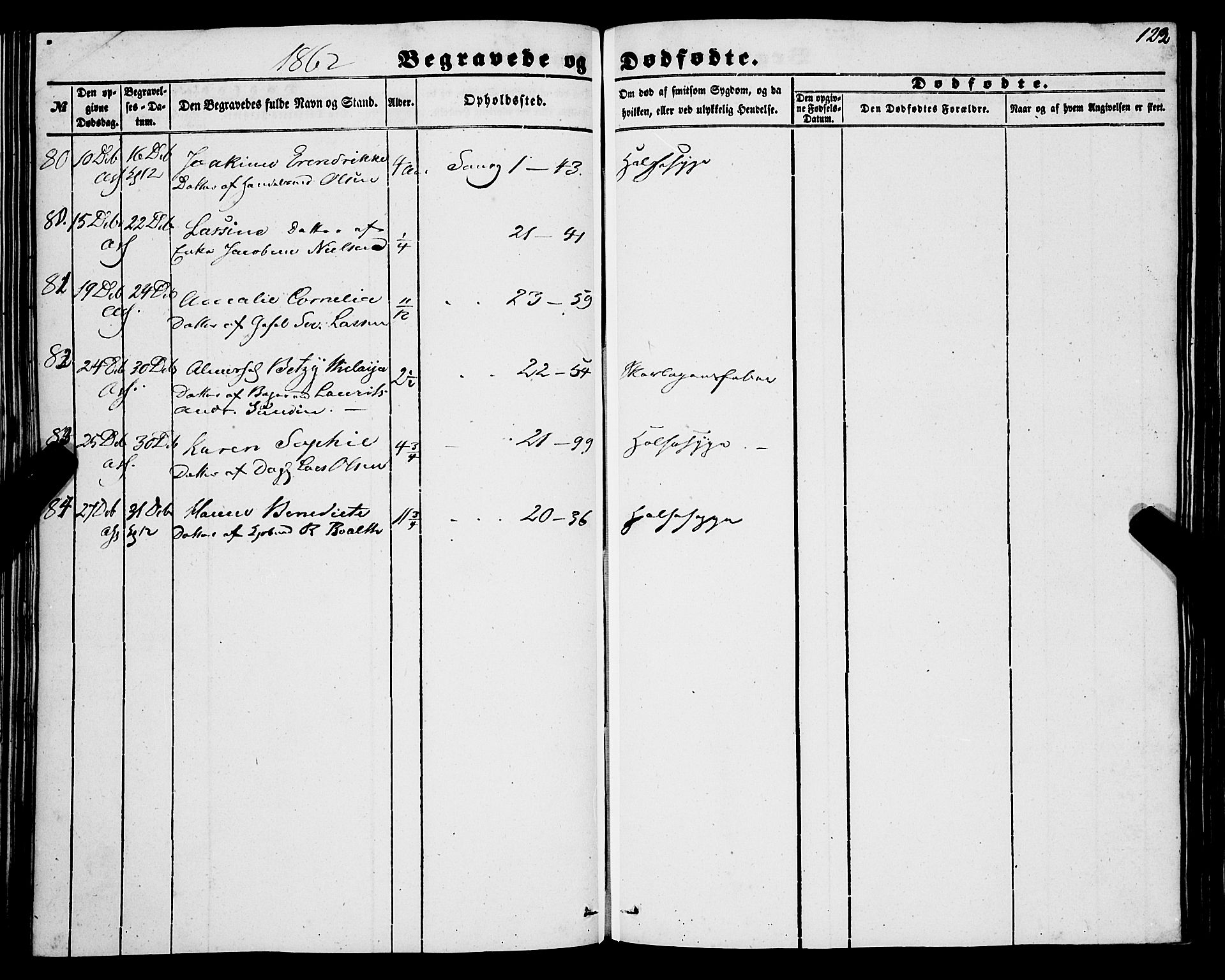 Korskirken sokneprestembete, SAB/A-76101/H/Haa: Ministerialbok nr. E 2, 1848-1862, s. 122