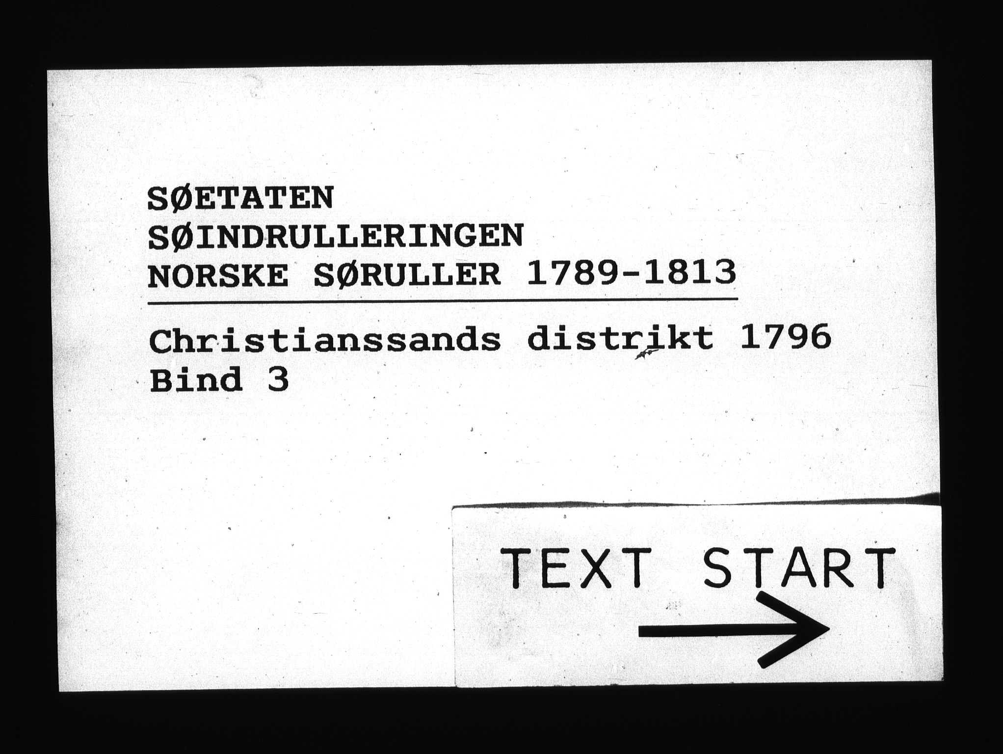 Sjøetaten, RA/EA-3110/F/L0028: Kristiansand distrikt, bind 3, 1796