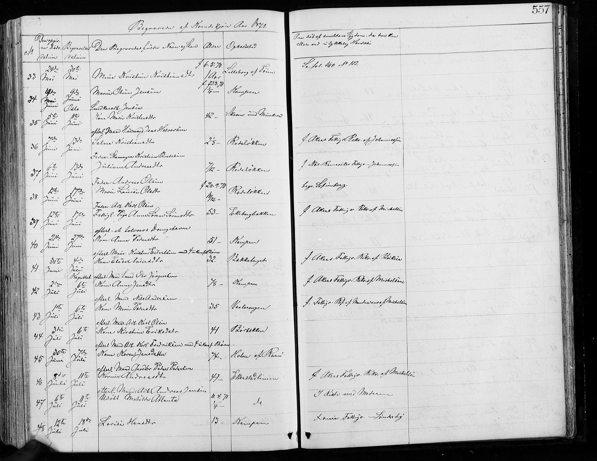 Østre Aker prestekontor Kirkebøker, AV/SAO-A-10840/G/Ga/L0003: Klokkerbok nr. I 3, 1868-1913, s. 557