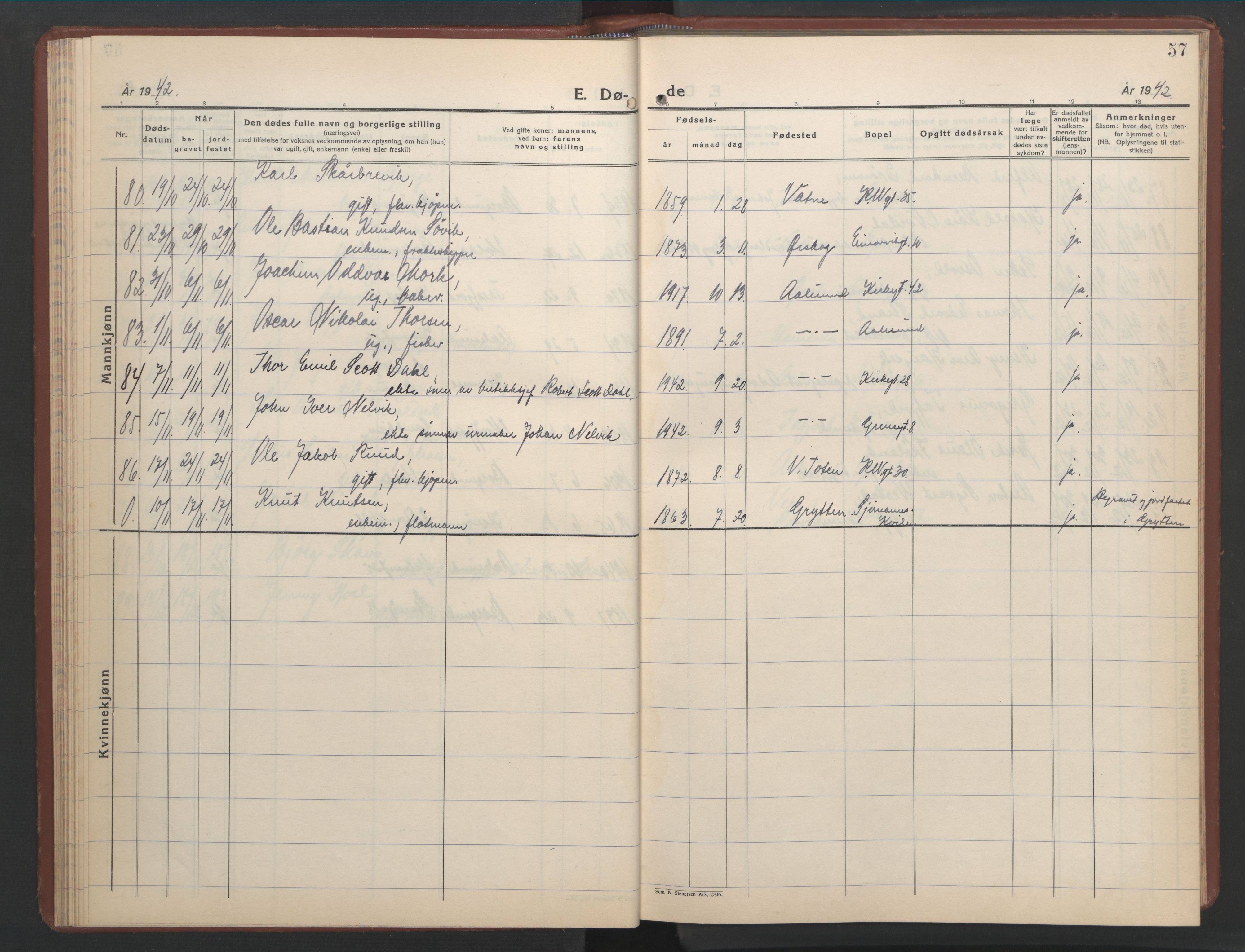 Ministerialprotokoller, klokkerbøker og fødselsregistre - Møre og Romsdal, AV/SAT-A-1454/529/L0478: Klokkerbok nr. 529C15, 1938-1951, s. 57