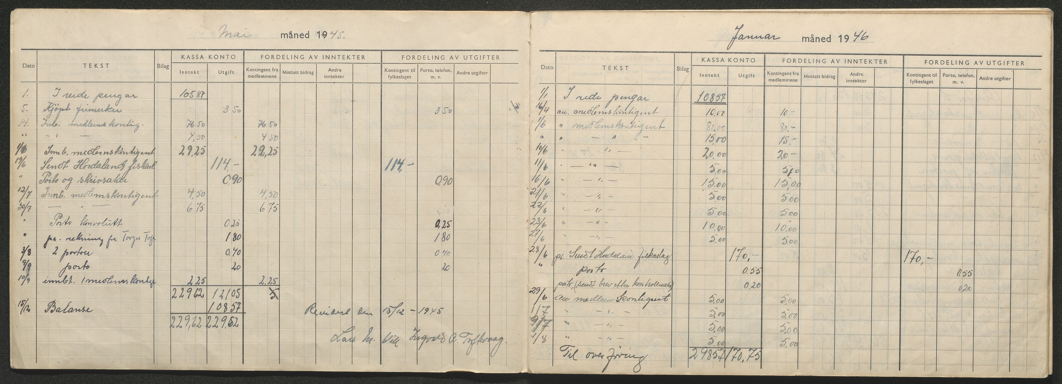 Toft fiskarlag , IKAH/1259b-Pa0001/R/Ra/L0001: Rekneskapsbok for Toft Fiskalag , 1945-1992