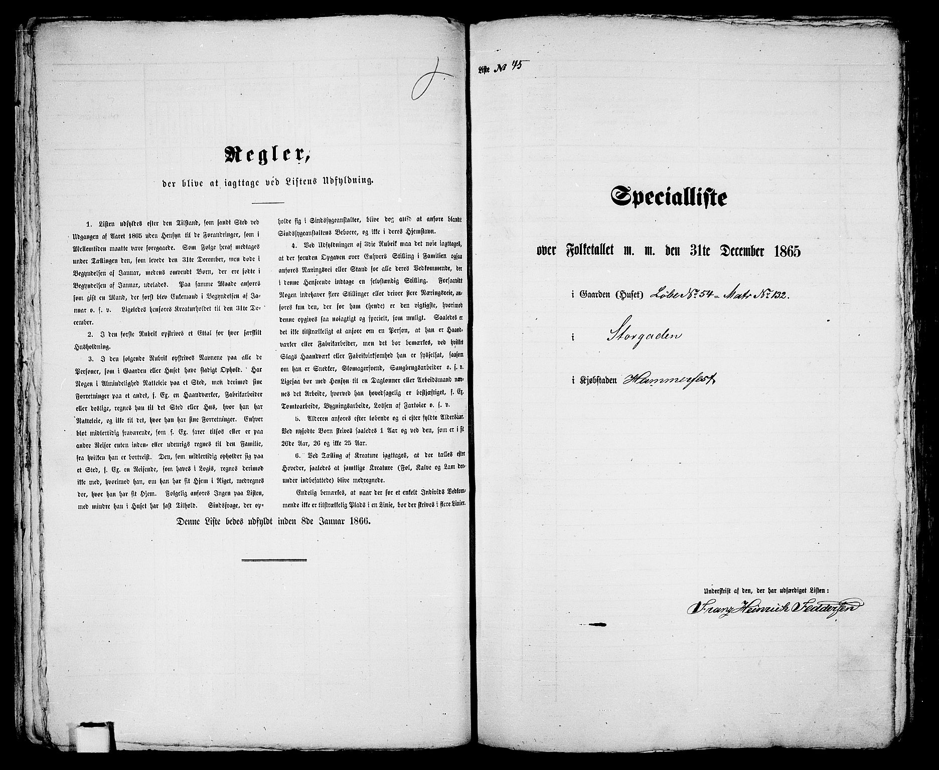 RA, Folketelling 1865 for 2001B Hammerfest prestegjeld, Hammerfest kjøpstad, 1865, s. 97