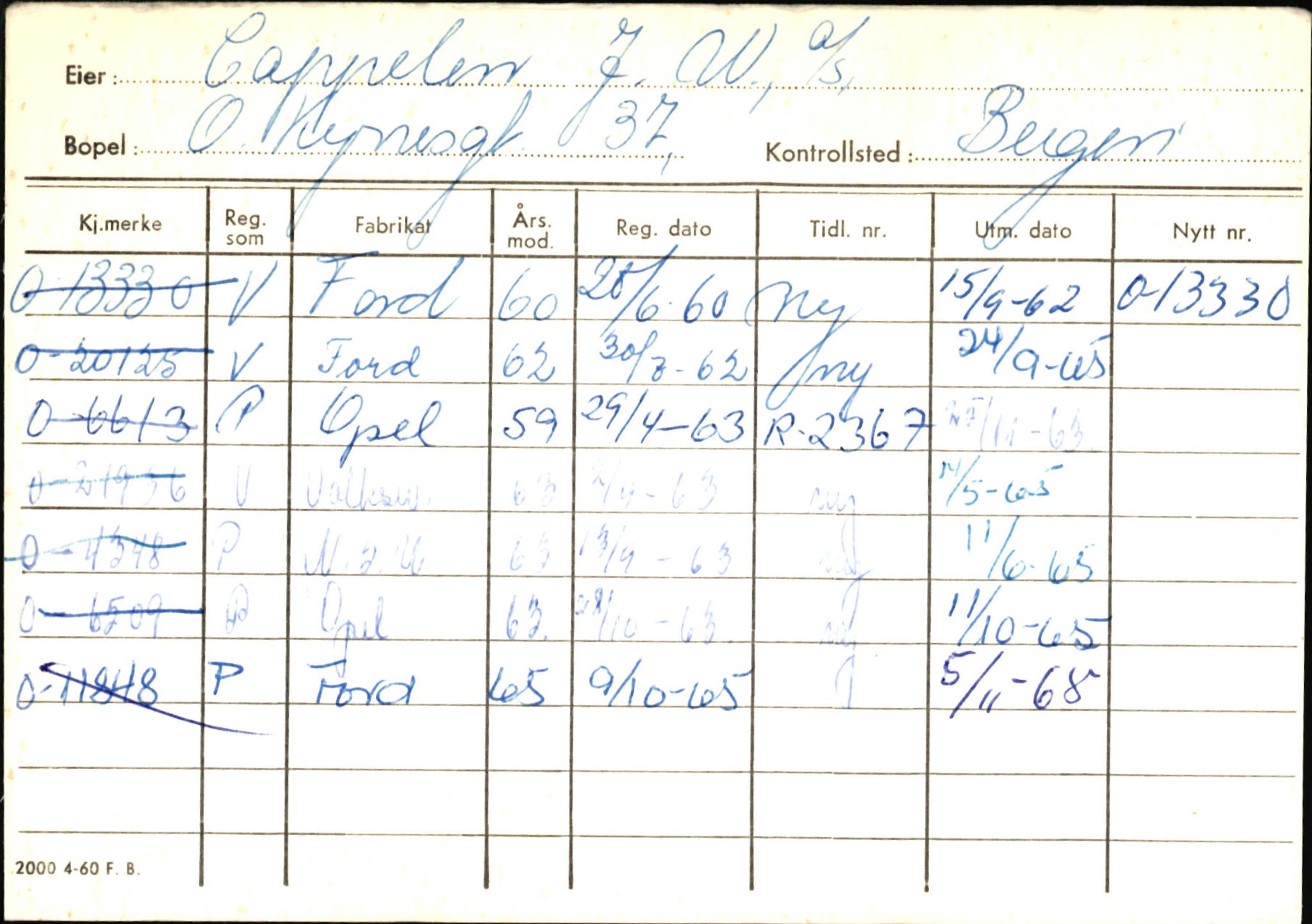 Statens vegvesen, Hordaland vegkontor, AV/SAB-A-5201/2/Hb/L0006: O-eierkort C-D, 1920-1971, s. 6