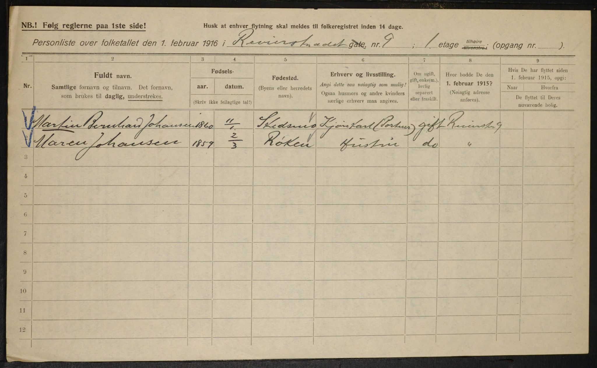 OBA, Kommunal folketelling 1.2.1916 for Kristiania, 1916, s. 85085