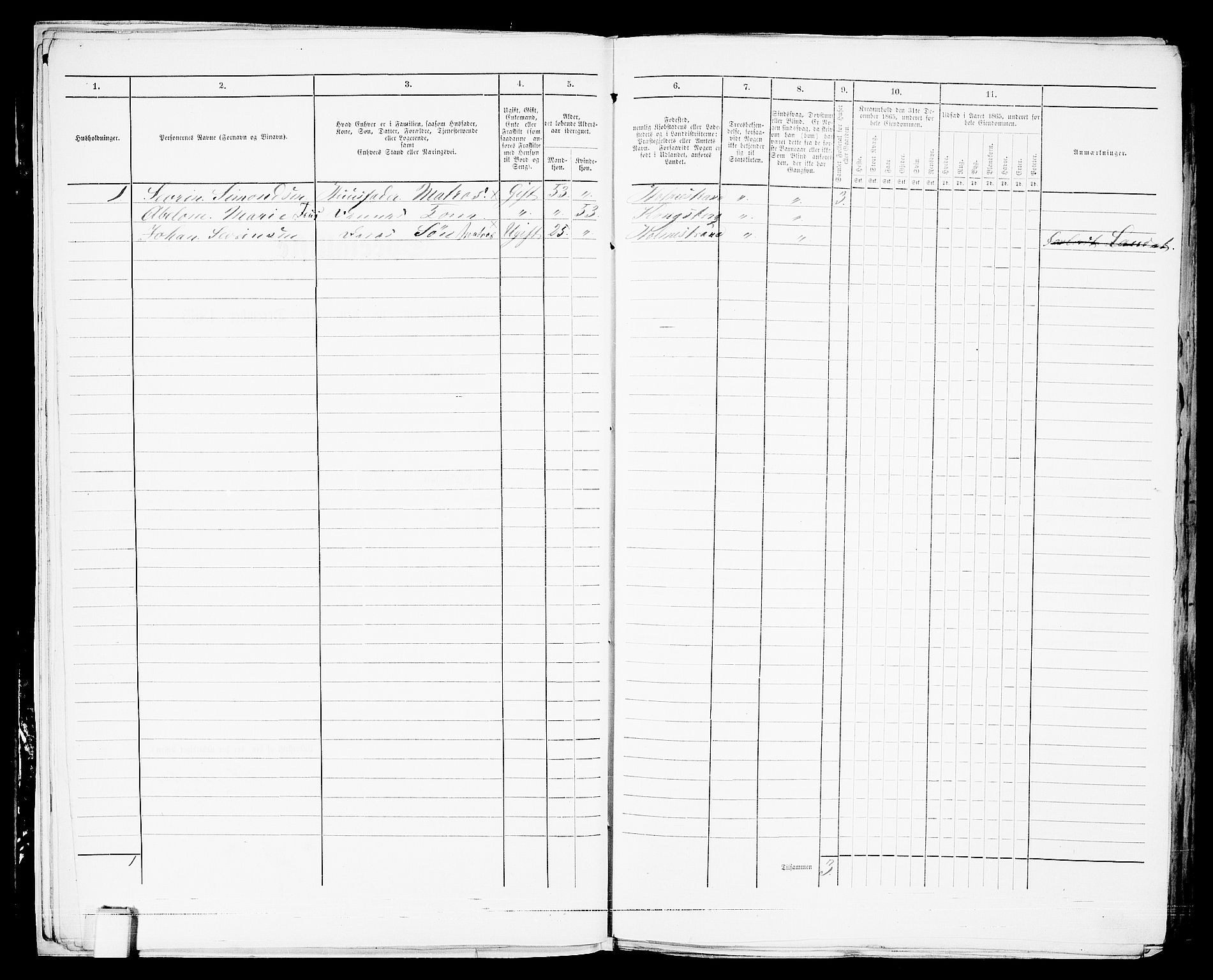 RA, Folketelling 1865 for 0702B Botne prestegjeld, Holmestrand kjøpstad, 1865, s. 21