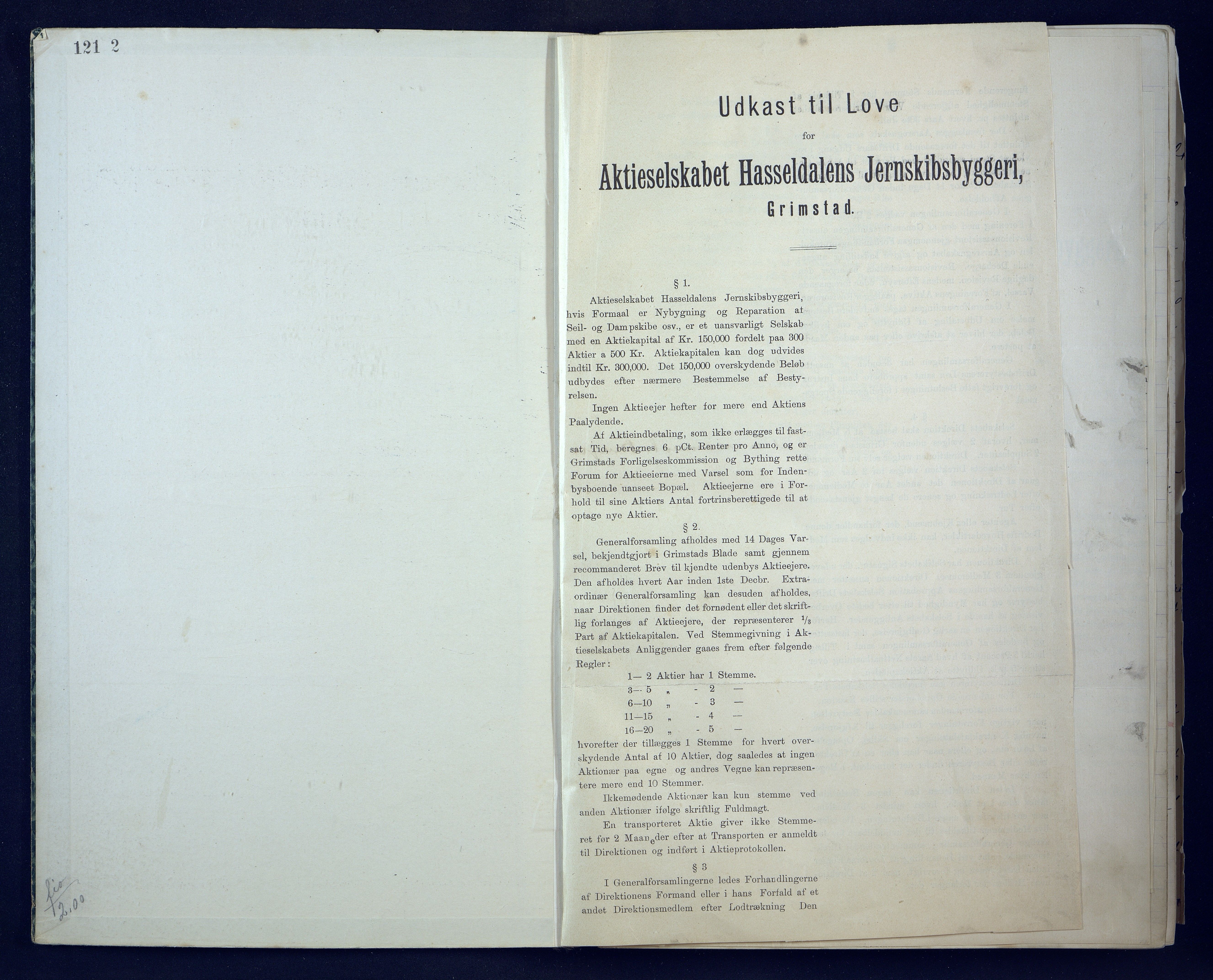 Grefstad & Herlofson, AAKS/PA-1127a/B/02/L0009: 58. A/S Hasseldalen Jernskibsbyggeri, 1899-1907