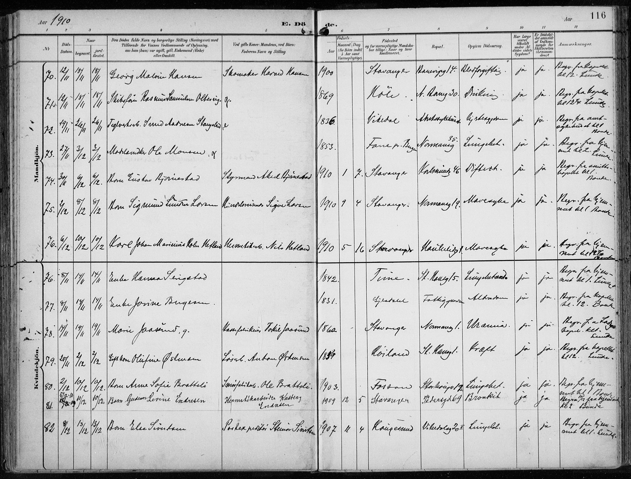 St. Johannes sokneprestkontor, SAST/A-101814/001/30/30BA/L0005: Ministerialbok nr. A 5, 1898-1919, s. 116