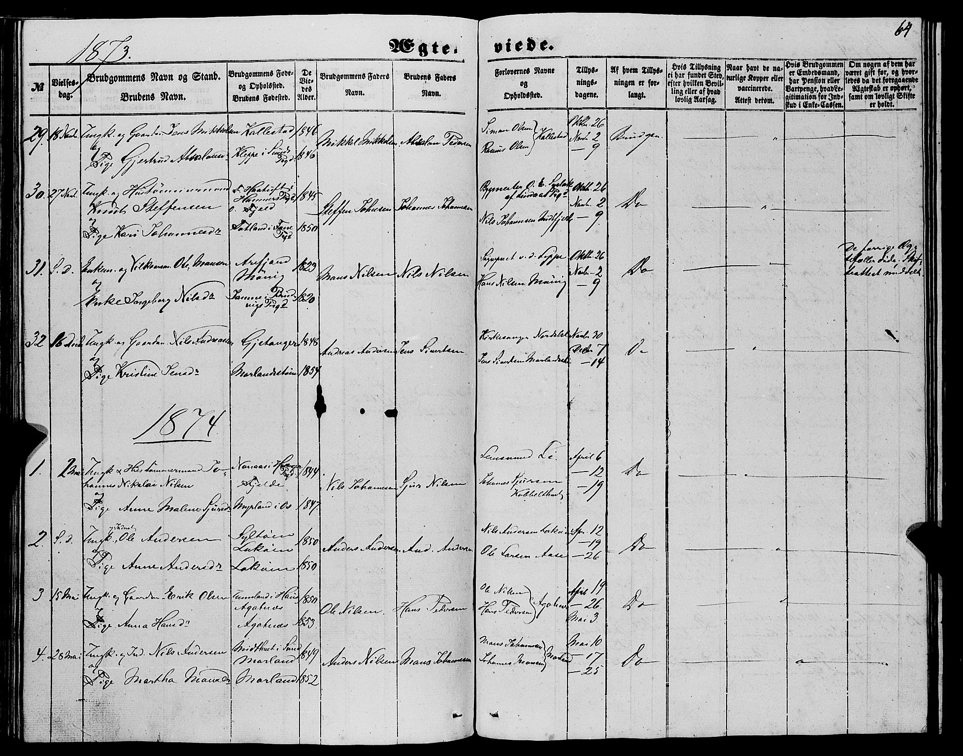 Fjell sokneprestembete, AV/SAB-A-75301/H/Haa: Ministerialbok nr. A 6, 1849-1877, s. 64