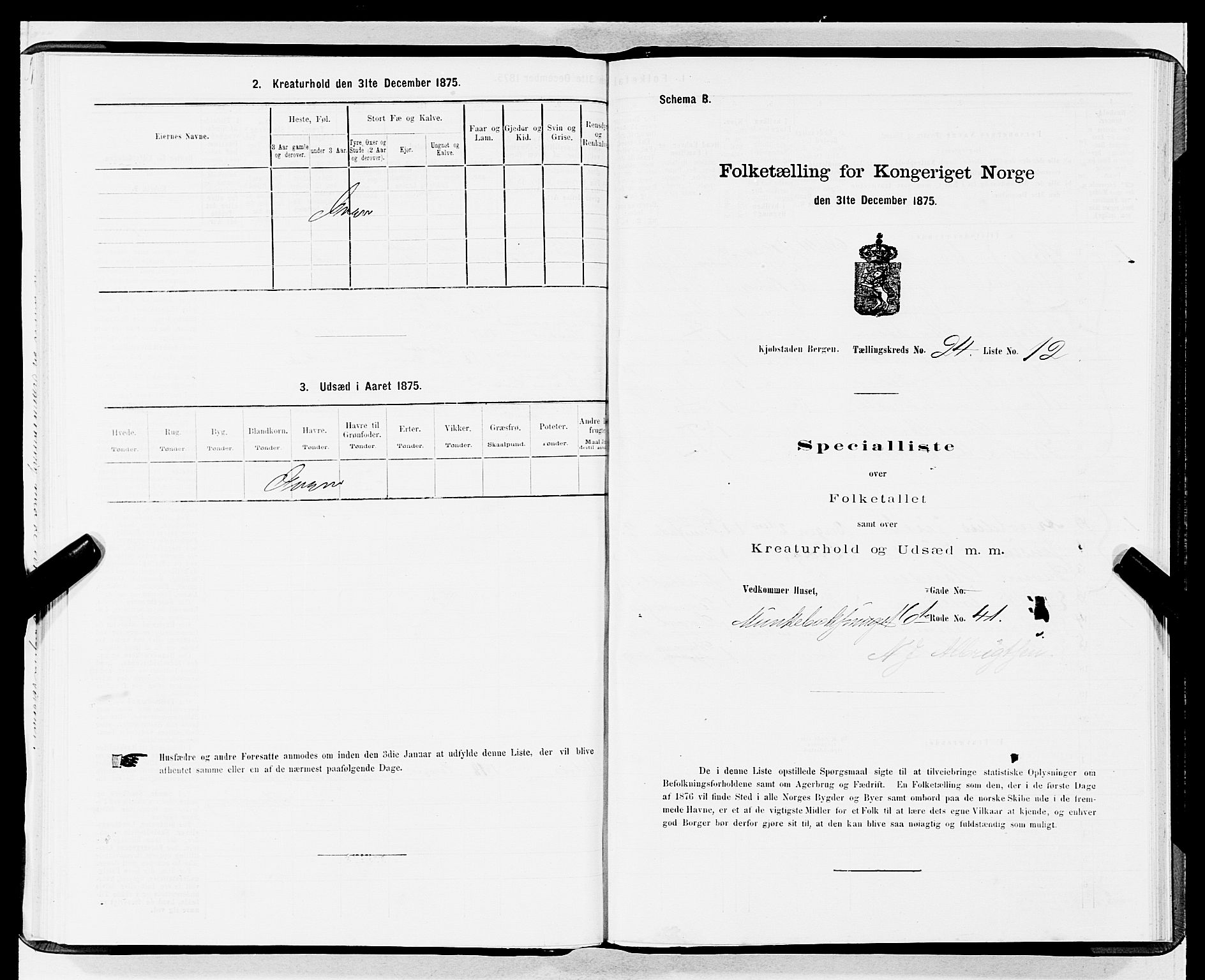 SAB, Folketelling 1875 for 1301 Bergen kjøpstad, 1875, s. 1260