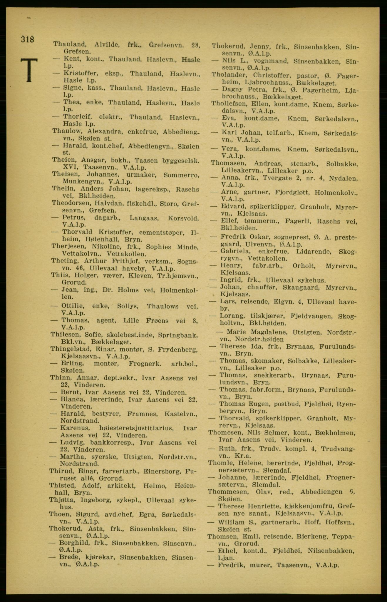 Aker adressebok/adressekalender, PUBL/001/A/003: Akers adressekalender, 1924-1925, s. 318