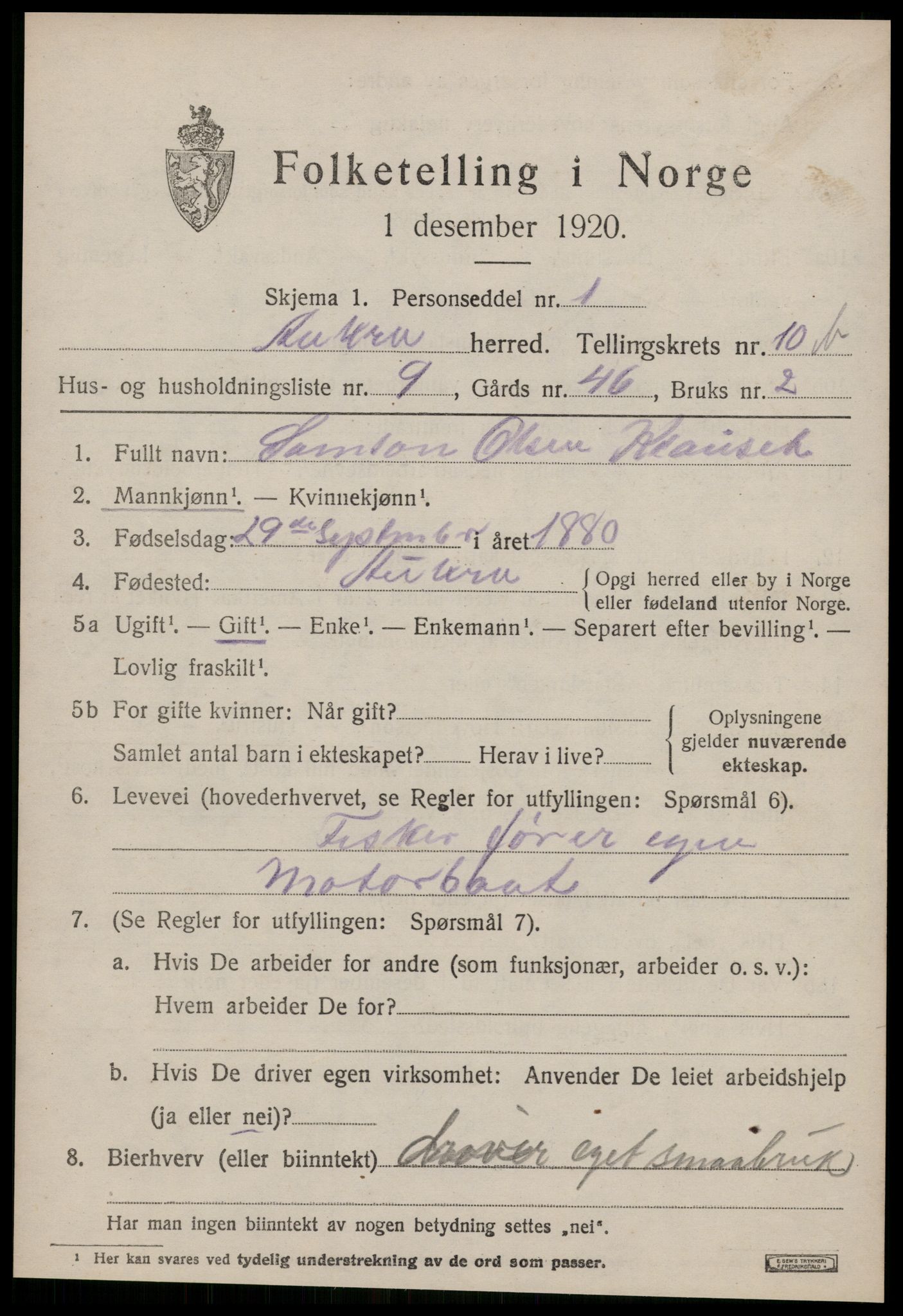 SAT, Folketelling 1920 for 1545 Aukra herred, 1920, s. 5075