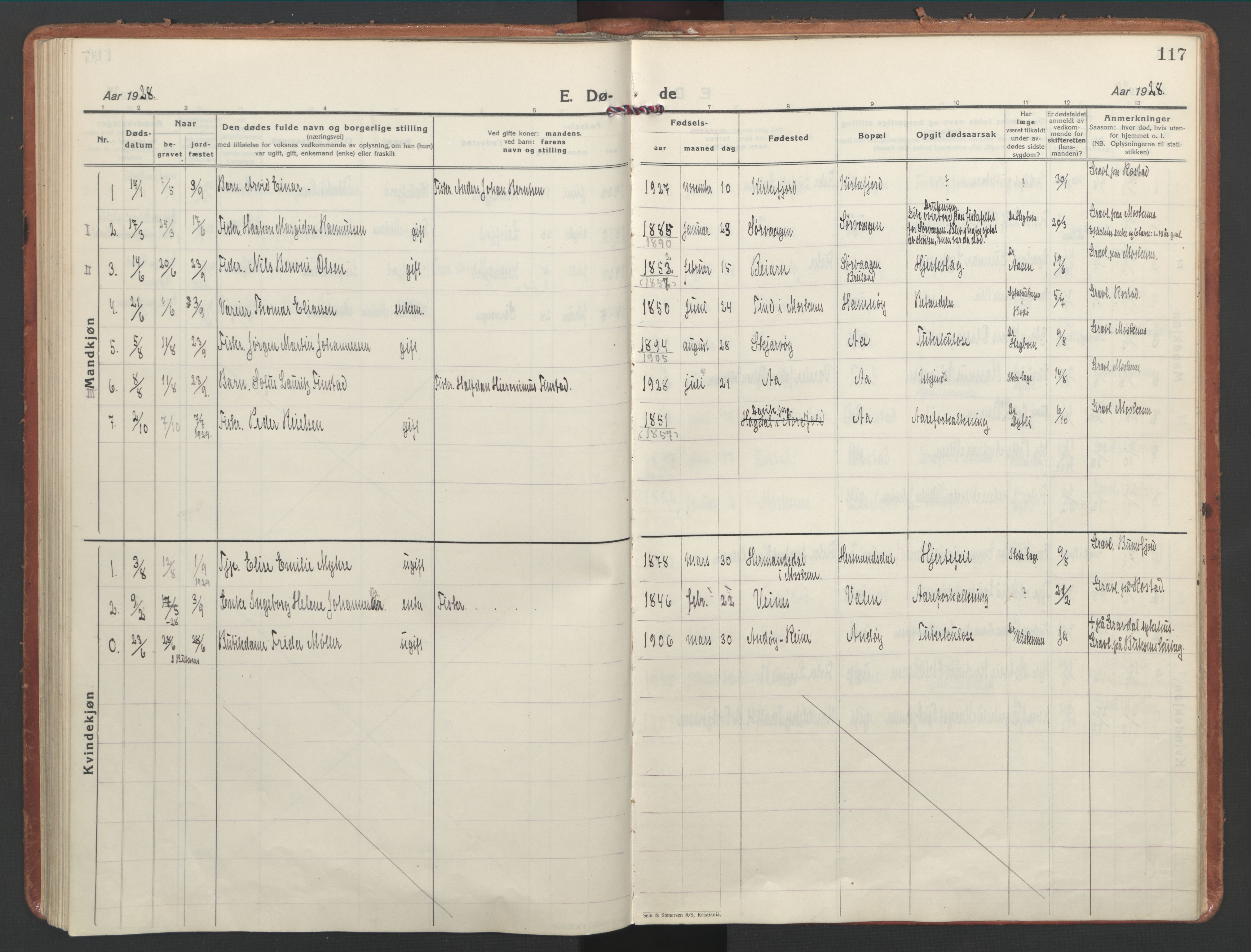 Ministerialprotokoller, klokkerbøker og fødselsregistre - Nordland, SAT/A-1459/886/L1223: Ministerialbok nr. 886A05, 1926-1938, s. 117
