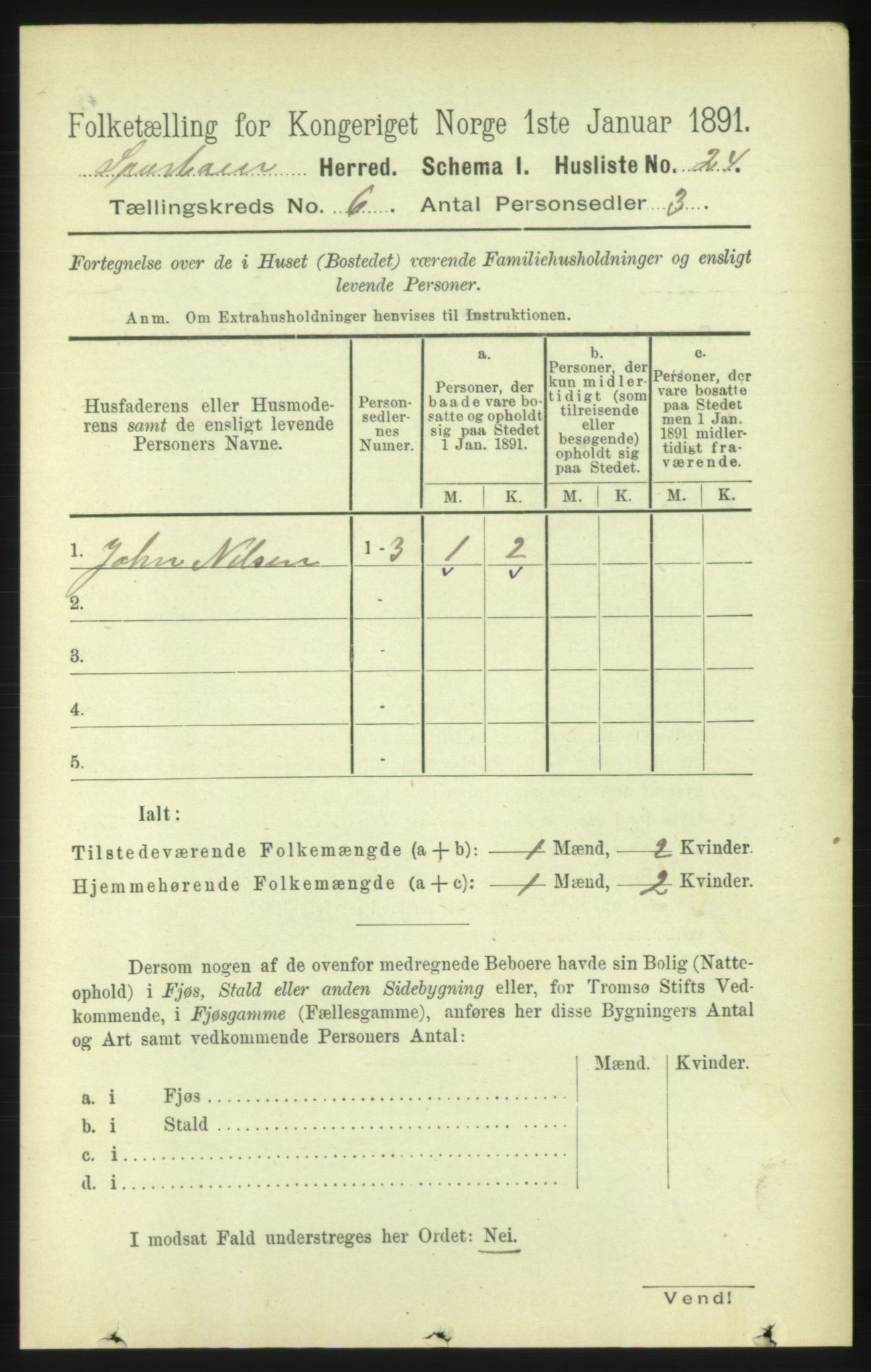 RA, Folketelling 1891 for 1731 Sparbu herred, 1891, s. 2144