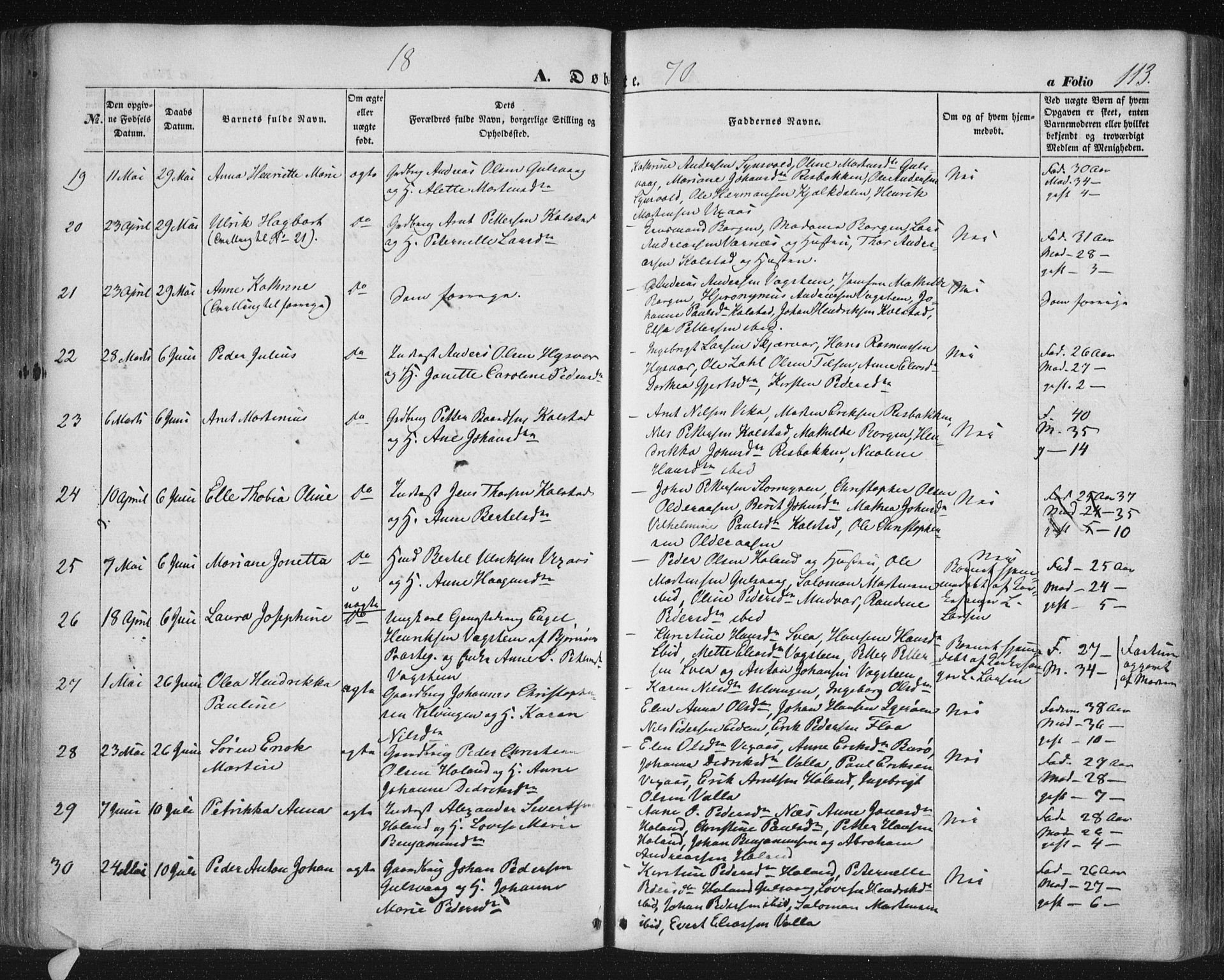 Ministerialprotokoller, klokkerbøker og fødselsregistre - Nordland, AV/SAT-A-1459/816/L0240: Ministerialbok nr. 816A06, 1846-1870, s. 113