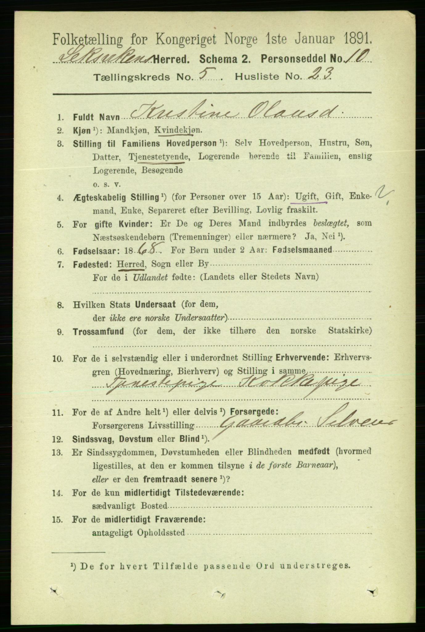 RA, Folketelling 1891 for 1718 Leksvik herred, 1891, s. 2697