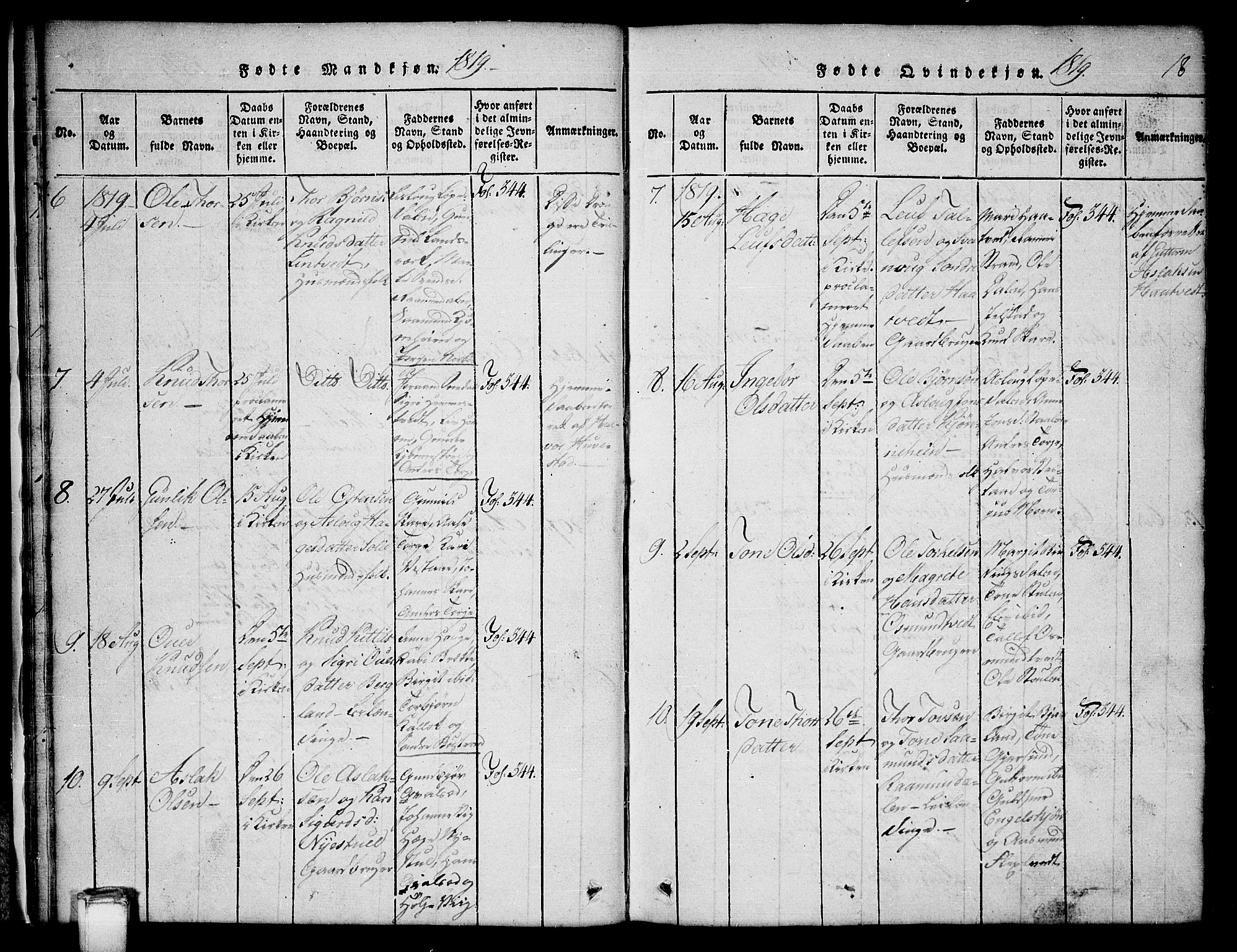 Kviteseid kirkebøker, AV/SAKO-A-276/G/Gb/L0001: Klokkerbok nr. II 1, 1815-1842, s. 18