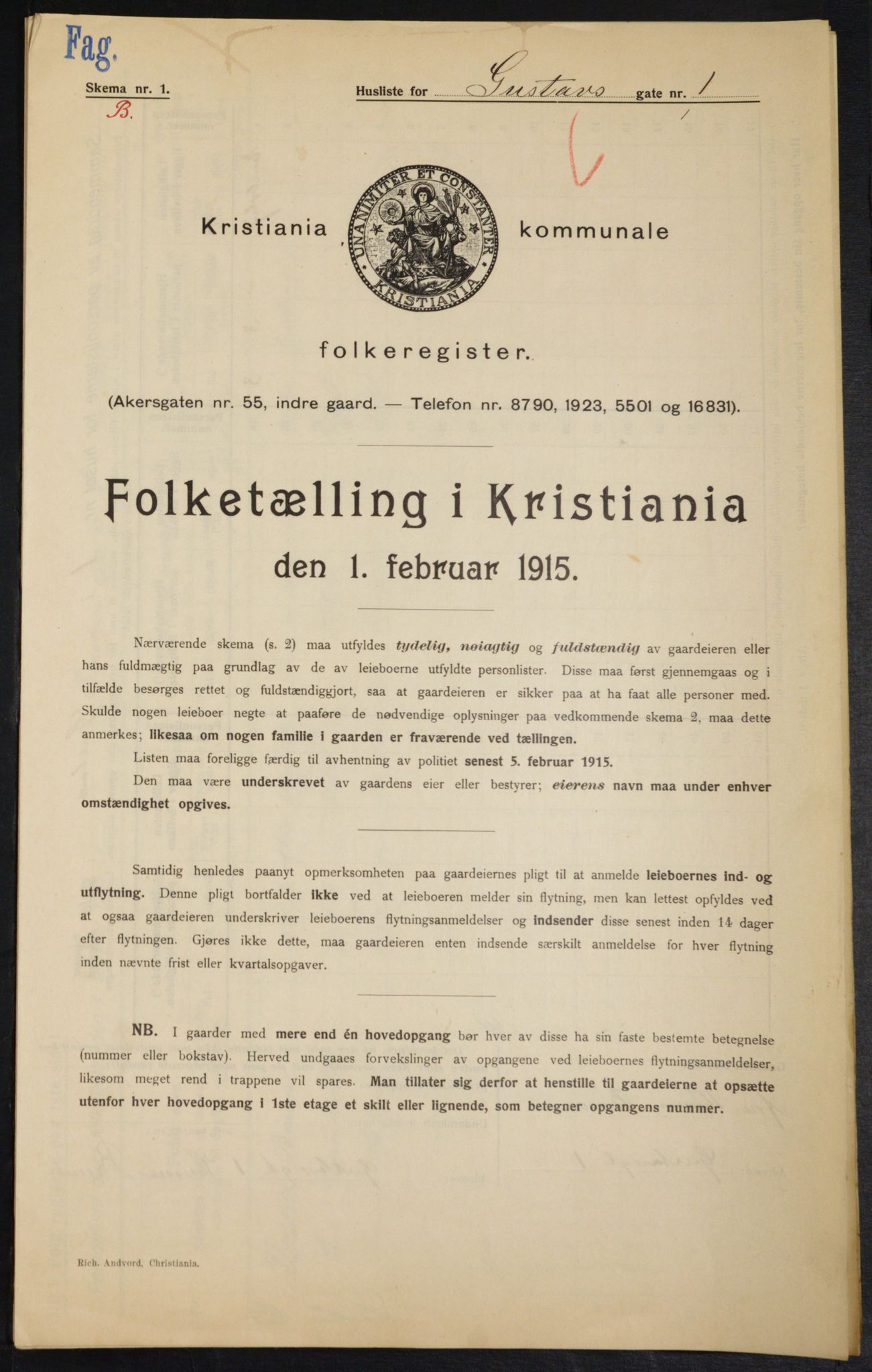 OBA, Kommunal folketelling 1.2.1915 for Kristiania, 1915, s. 32033